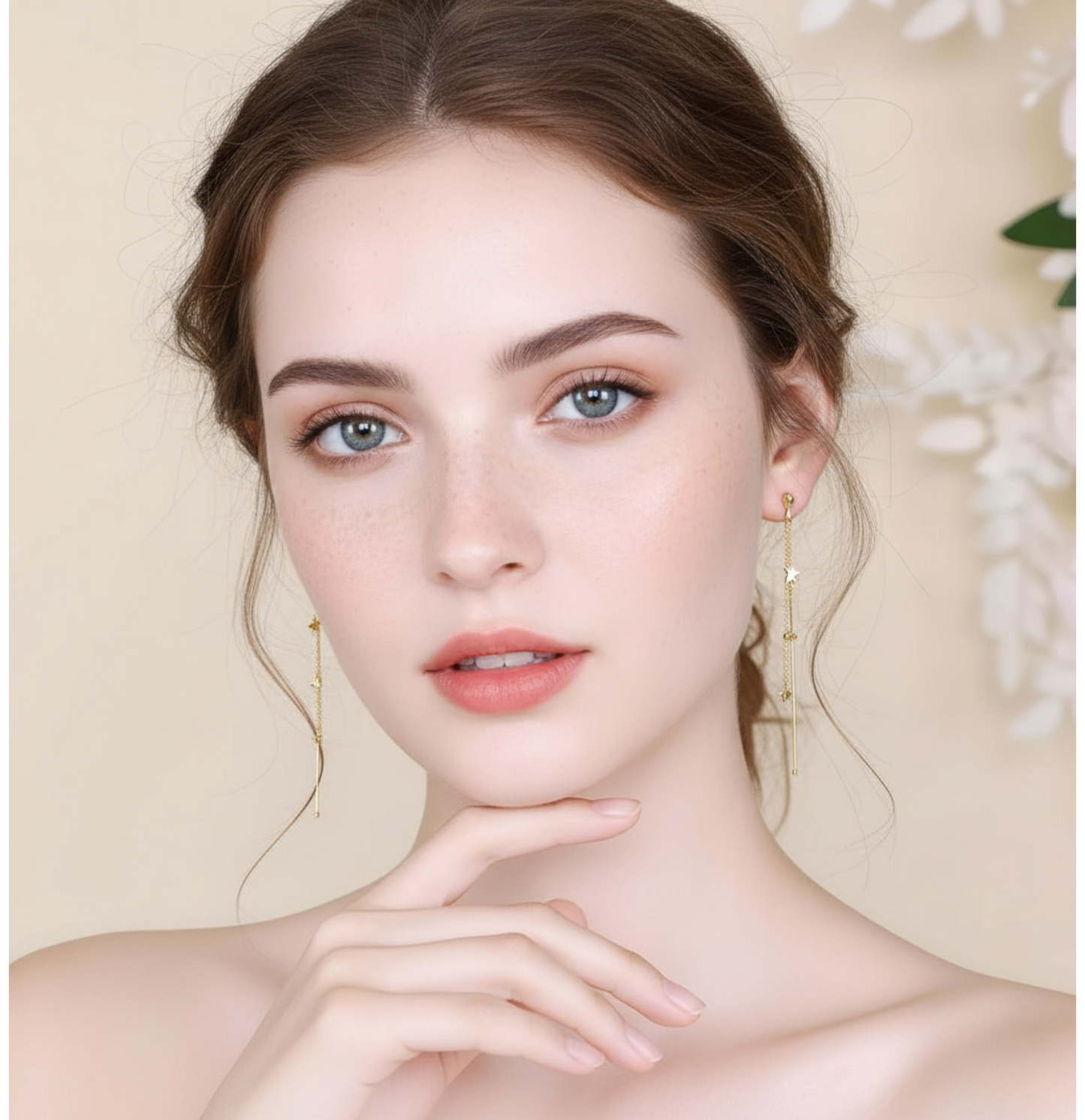 18K Gold Trendy Butterfly Charm Chain Long Tassel Earrings