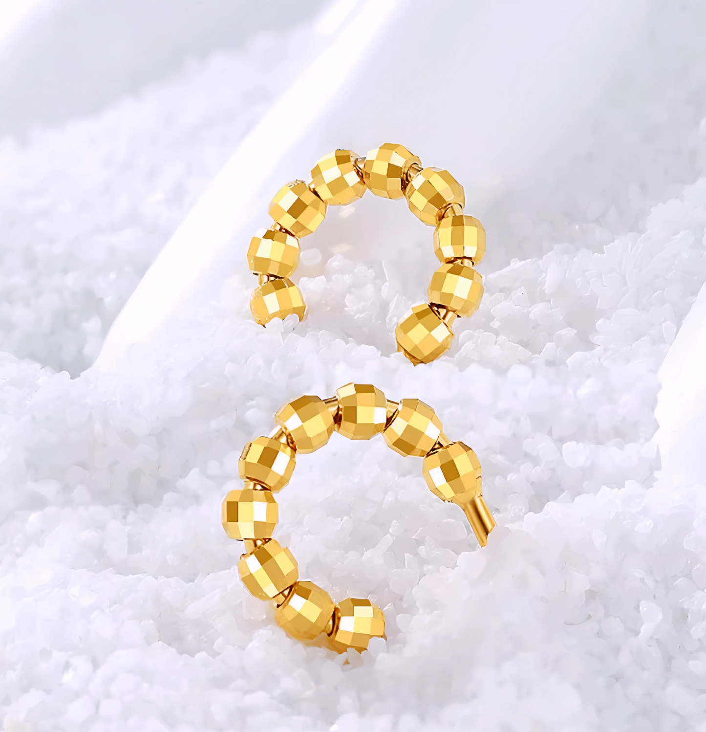 18K Gold Beads Shinning Stud Earrings