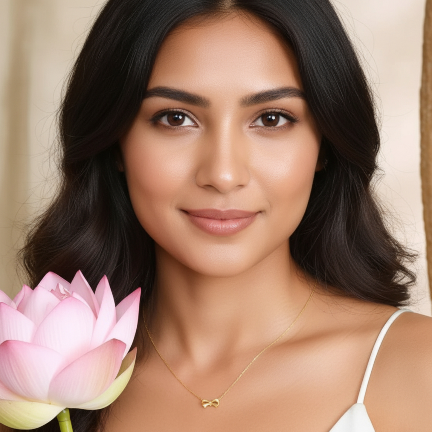 18K Gold Diamond Bow Bowtie Pendant Luxurious charm Necklace