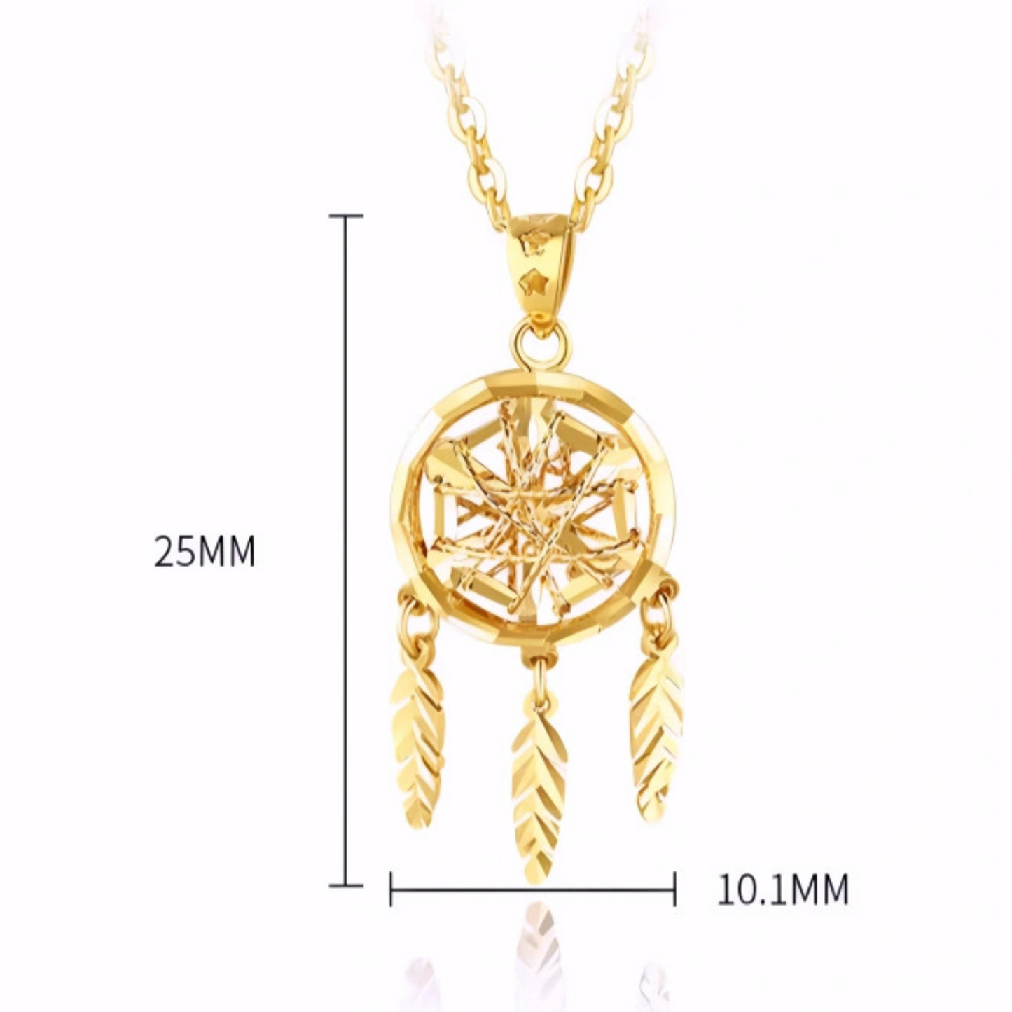 18K Gold Rose Gold Dreamcatcher Hollow Design Pendant Luxurious charm Necklace