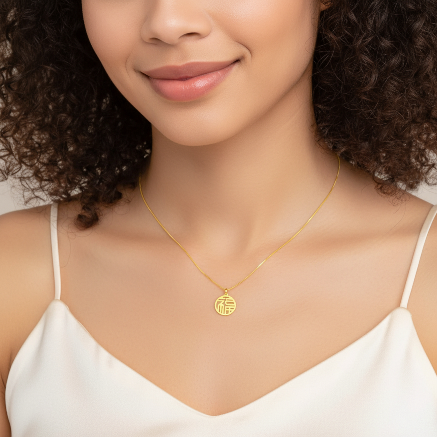 24K 999 Gold Luxurious Chinese May you have Blessings and Peace Lucky Pendant