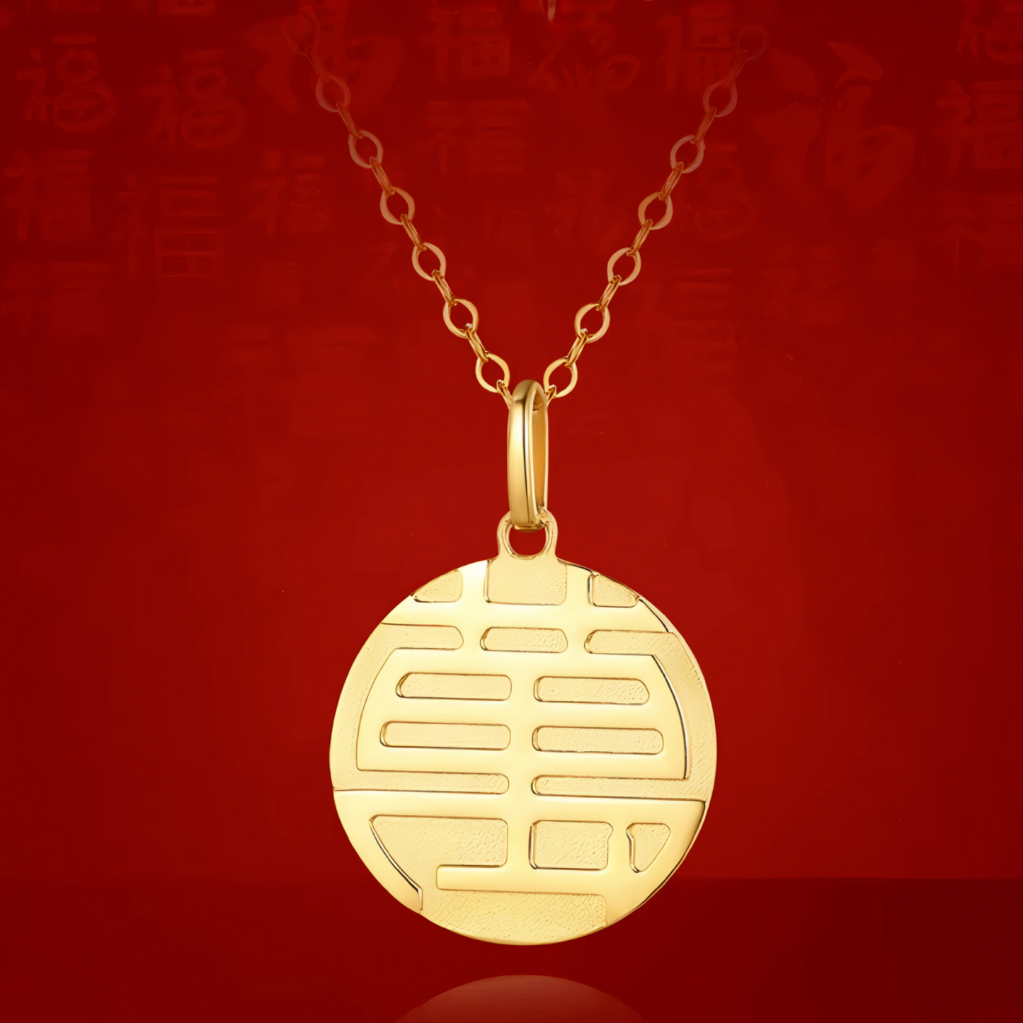 24K 999 Gold Luxurious Chinese May you have Blessings and Peace Lucky Pendant