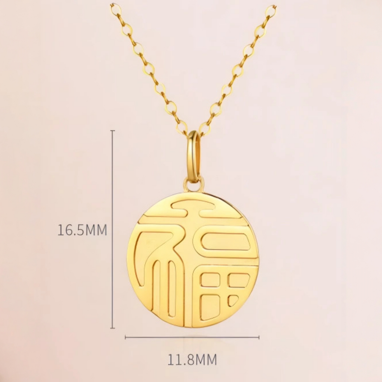 24K 999 Gold Luxurious Chinese May you have Blessings and Peace Lucky Pendant