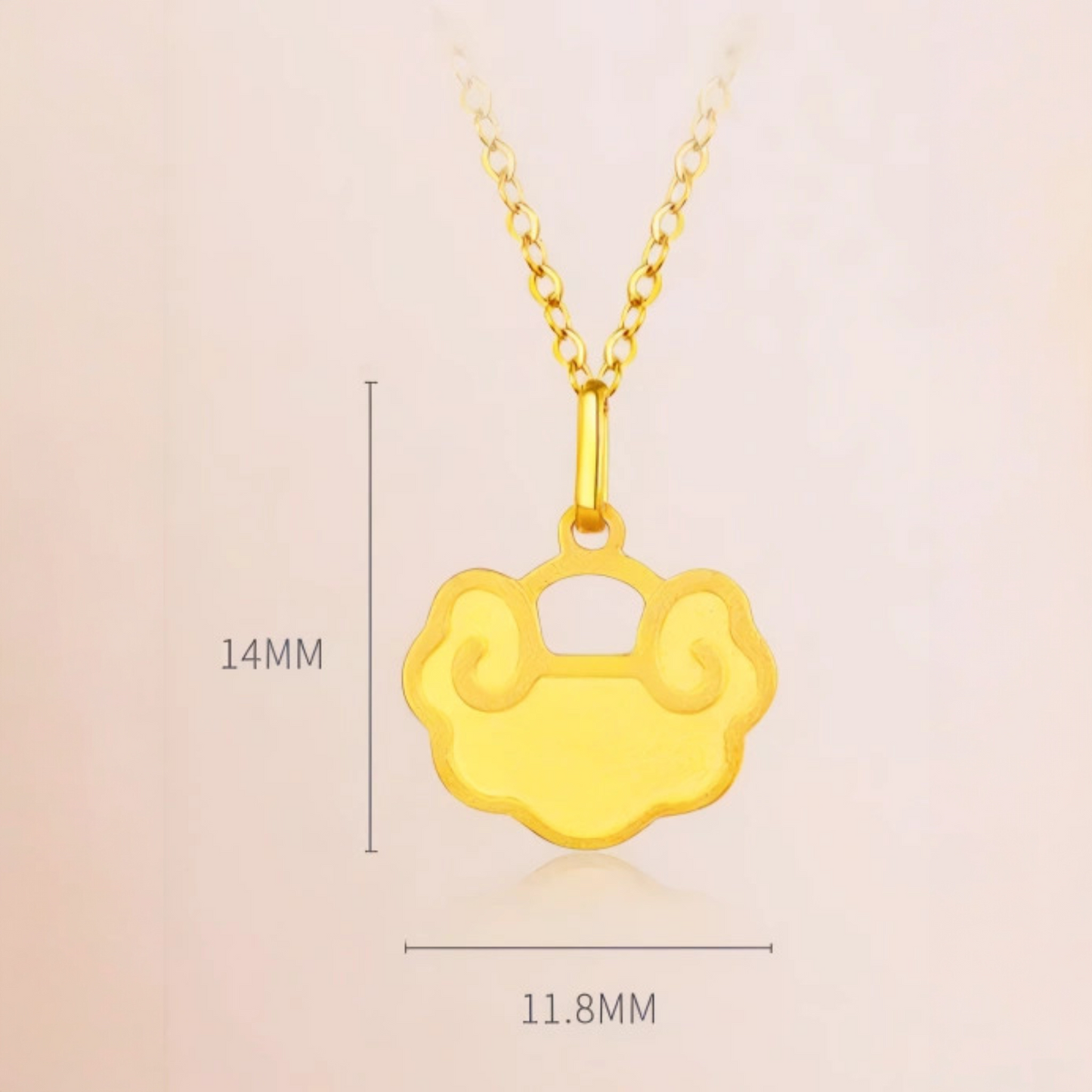 24K 999 Gold Luxurious Chinese Style Lucky Cloud Ruyi Lock Pendant