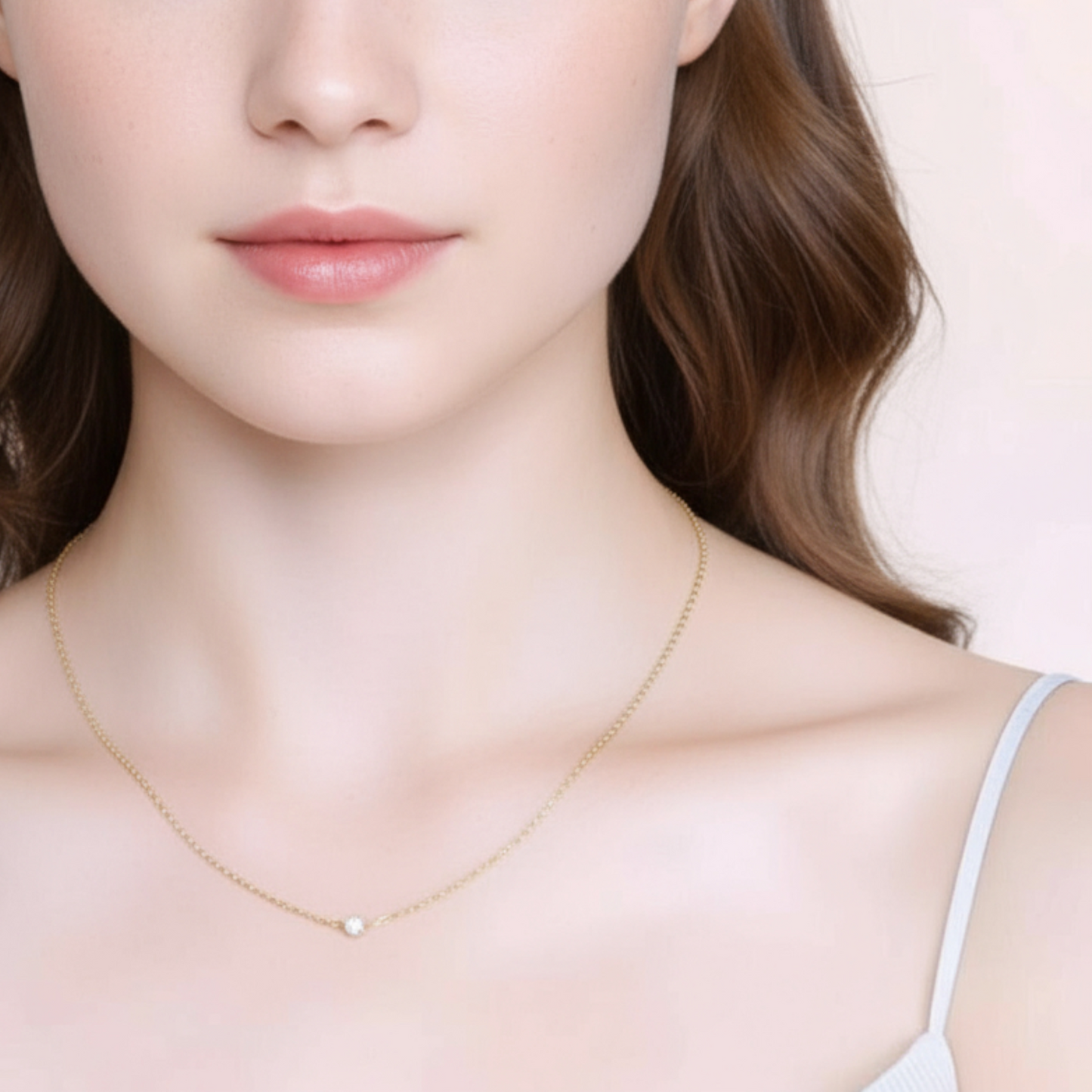 18K Gold Genuine Diamond Pendant Luxurious charm Necklace Clavicle Chain