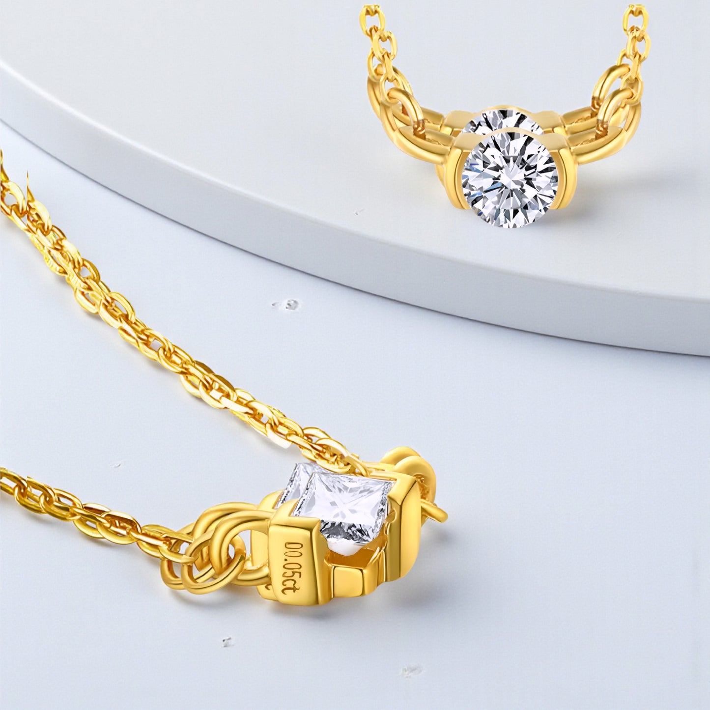 18K Gold Genuine Diamond Pendant Luxurious charm Necklace Clavicle Chain