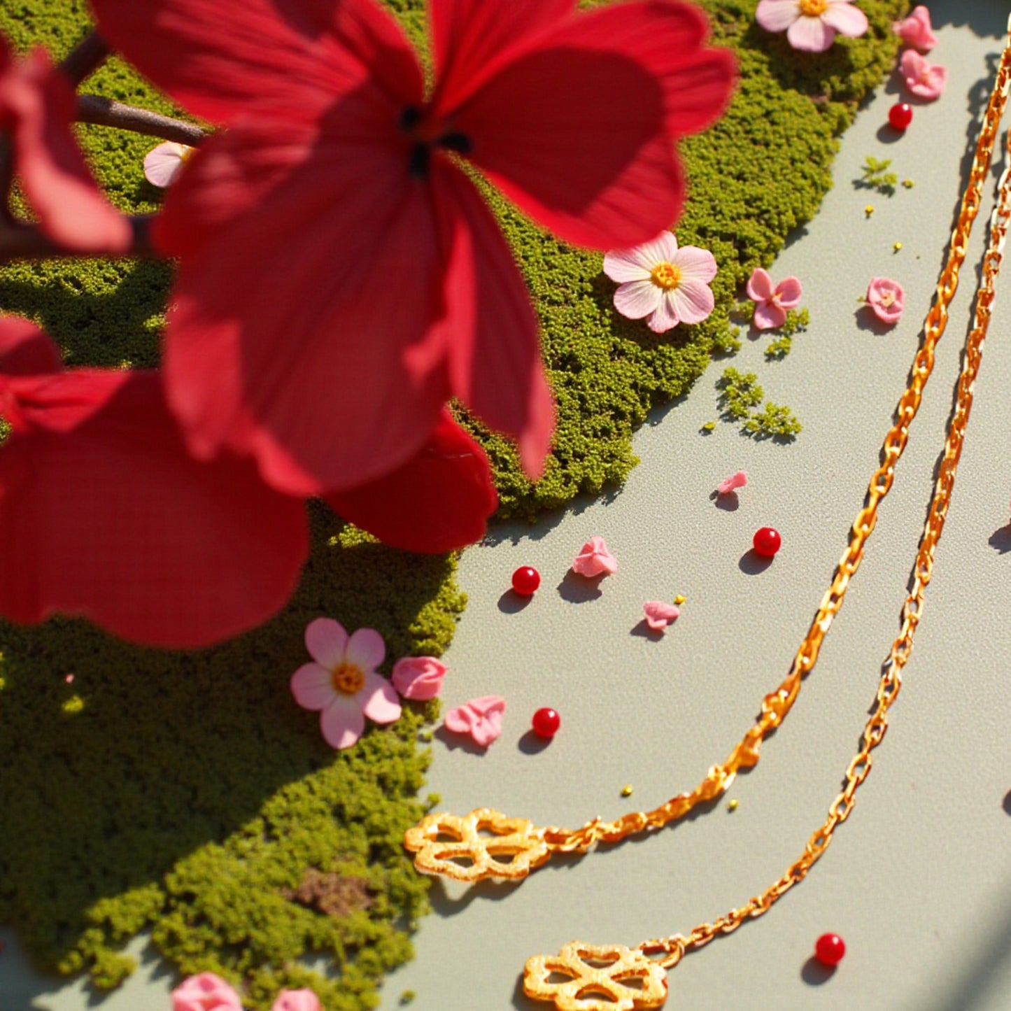 24K Pure Gold Trendy Lucky Clover Threader Chain Earrings