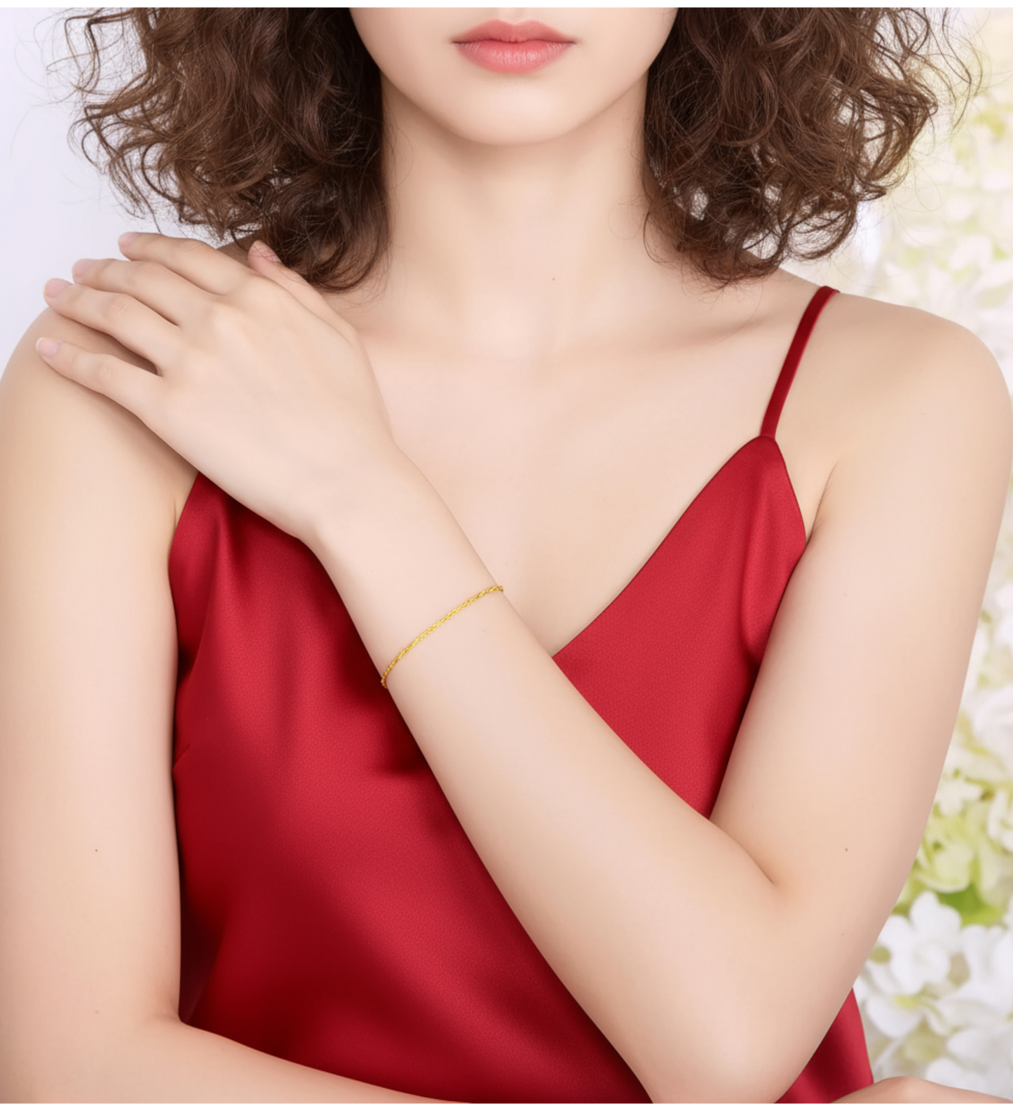 24K Pure Gold Minimal Wave Twisted Chain Bracelet