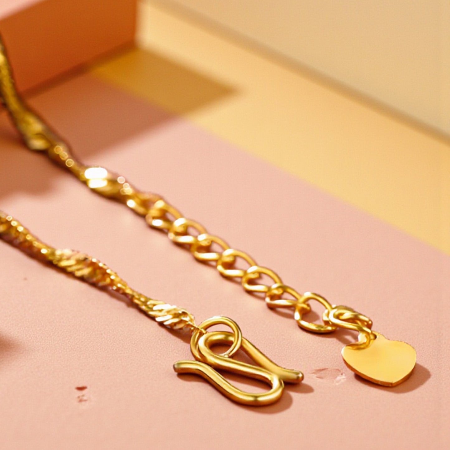 24K Pure Gold Minimal Wave Twisted Chain Bracelet