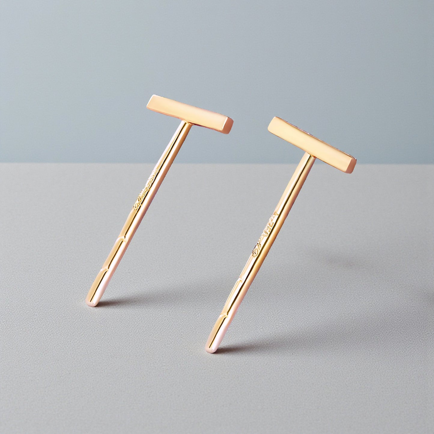 18K Yellow Gold Rose Gold Miniature Minimal Simple Stud Earrings