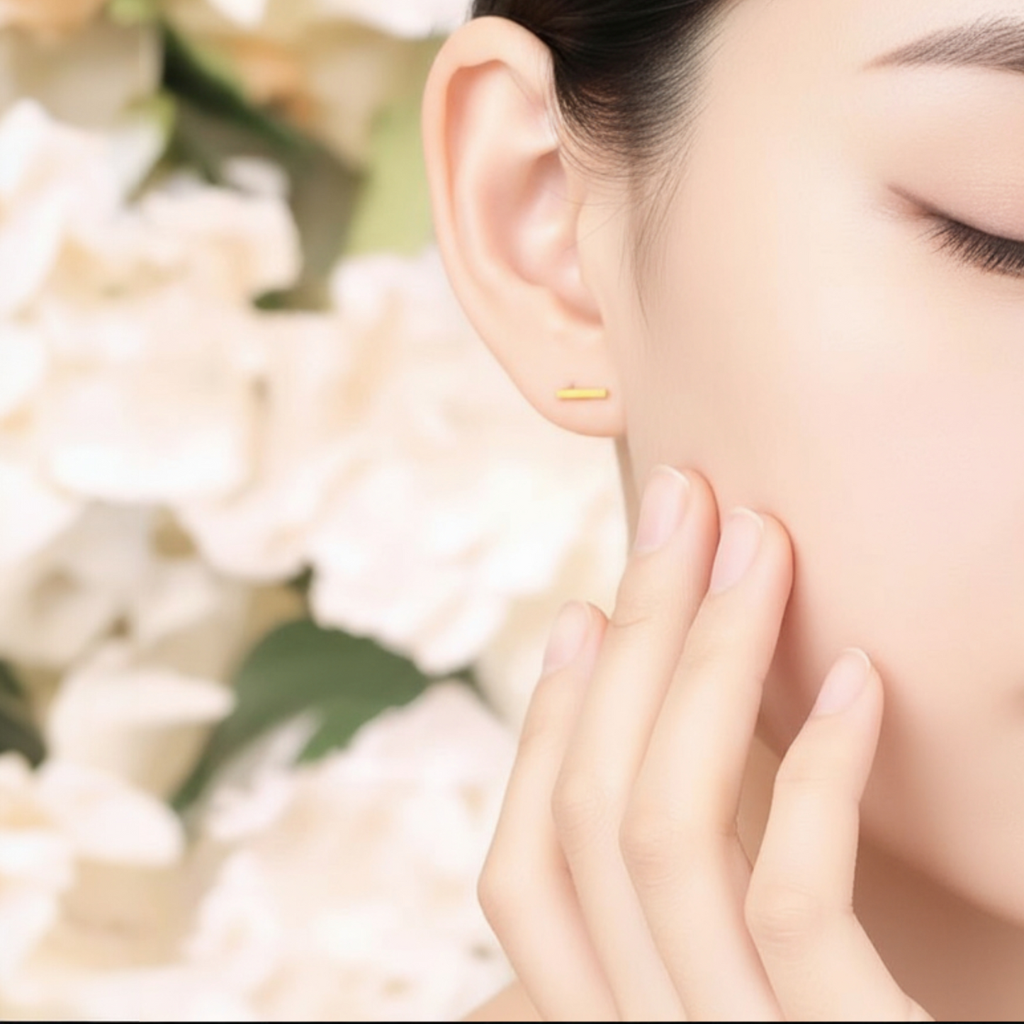 24K 999 Gold Minimal Simple Frosted Stud Earrings