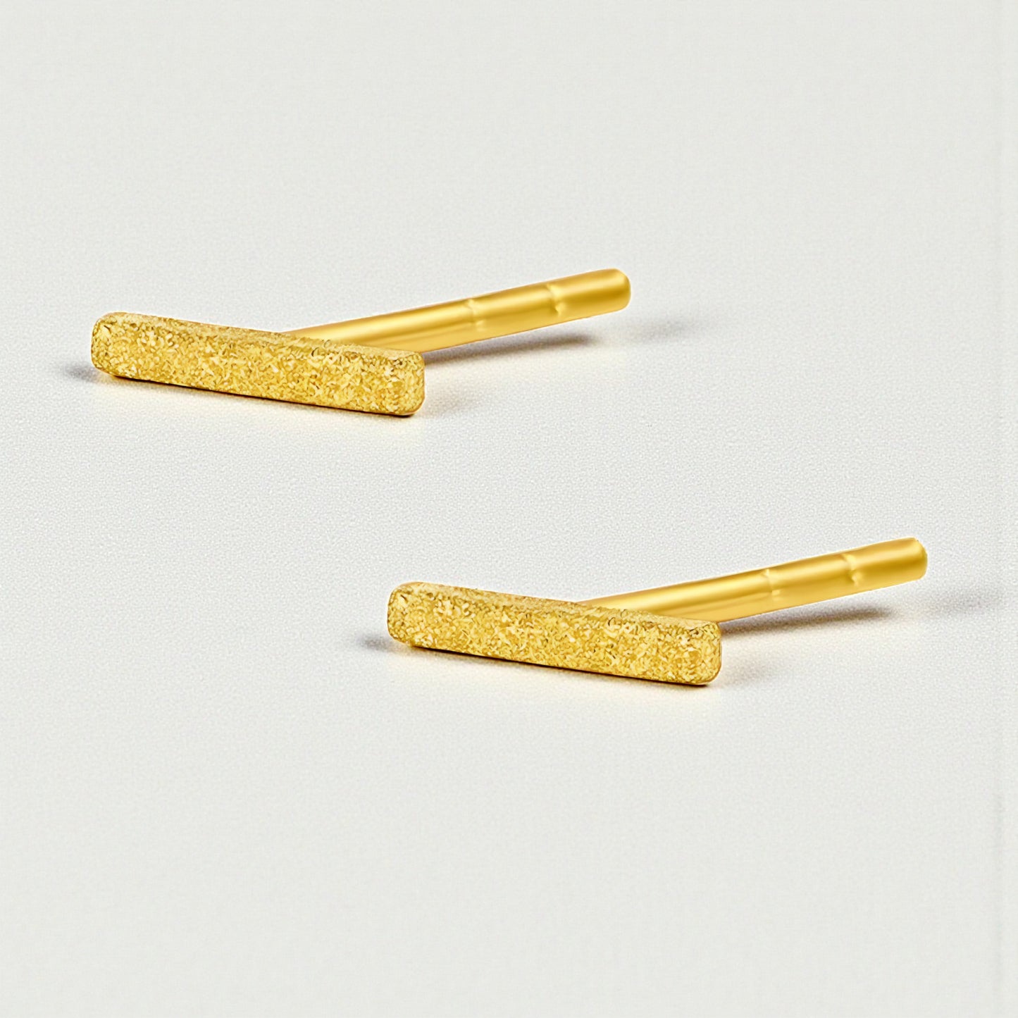 24K 999 Gold Minimal Simple Frosted Stud Earrings