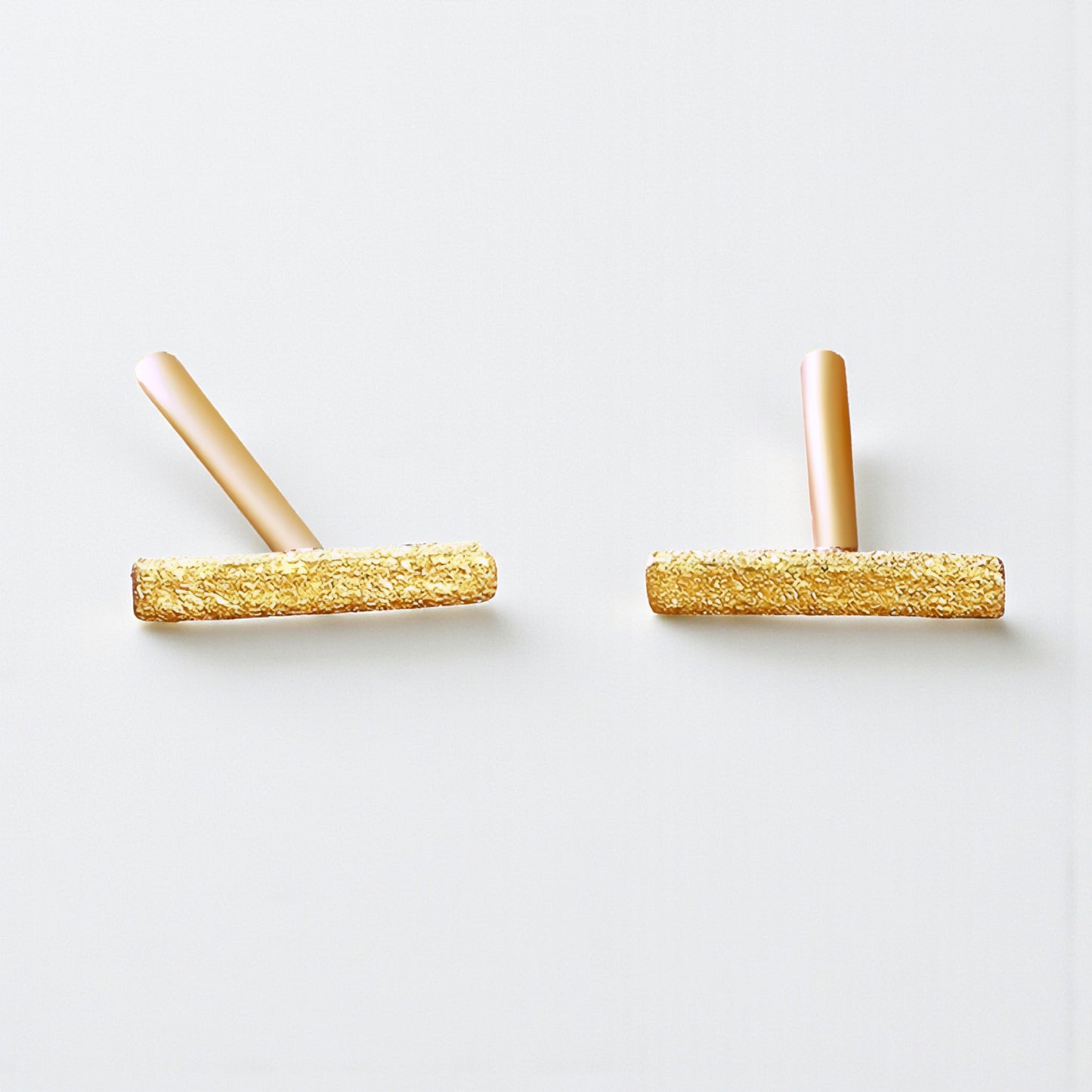 24K 999 Gold Minimal Simple Frosted Stud Earrings
