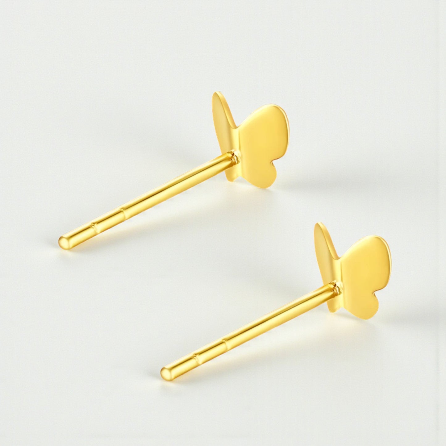 24K 999 Gold Minimal Simple Frosted Butterfly Stud Earrings