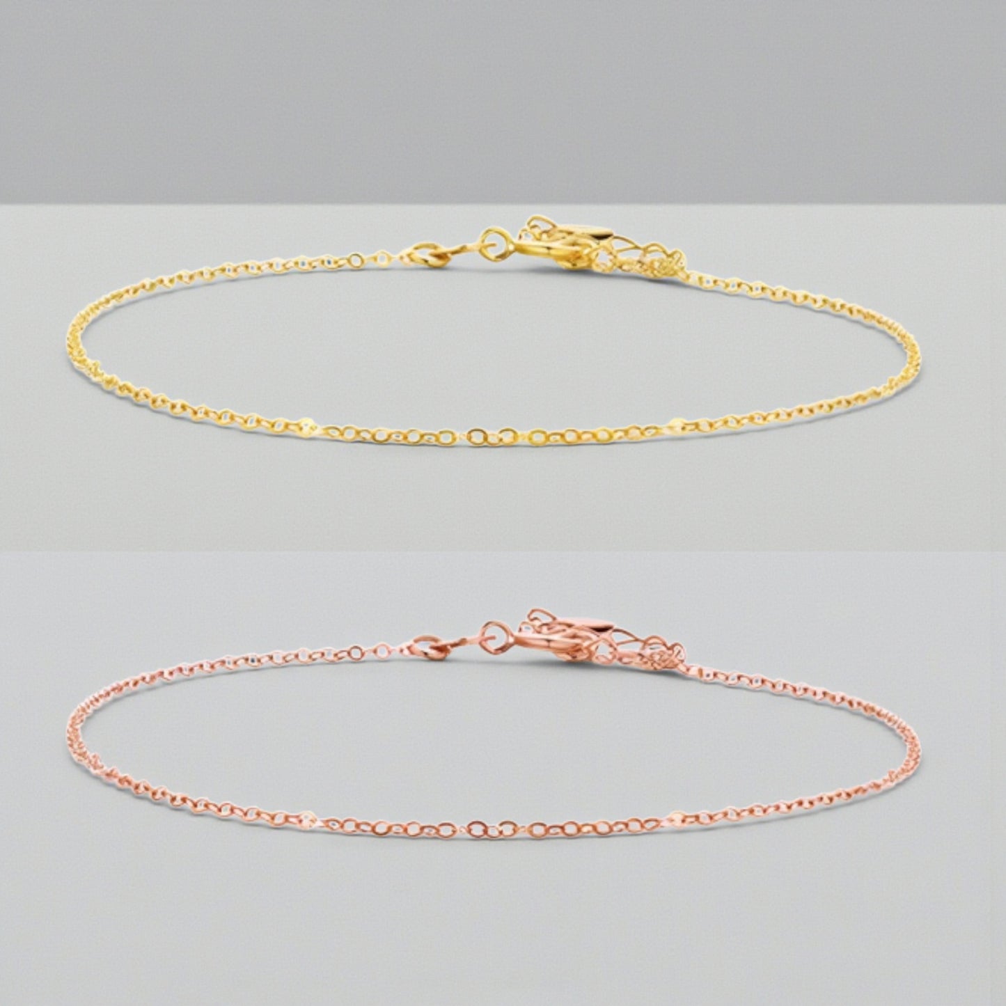 18K Yellow Gold Rose Gold Minimal Chain Anklet