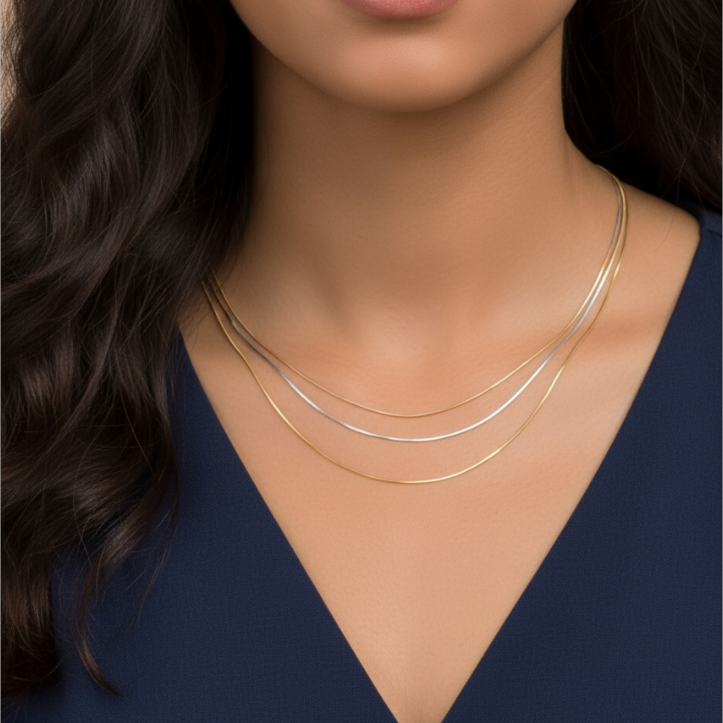 18K Yellow Gold Rose Gold Luxurious Snake Bone Chain Necklace
