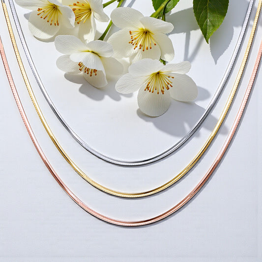 18K Yellow Gold Rose Gold Luxurious Snake Bone Chain Necklace