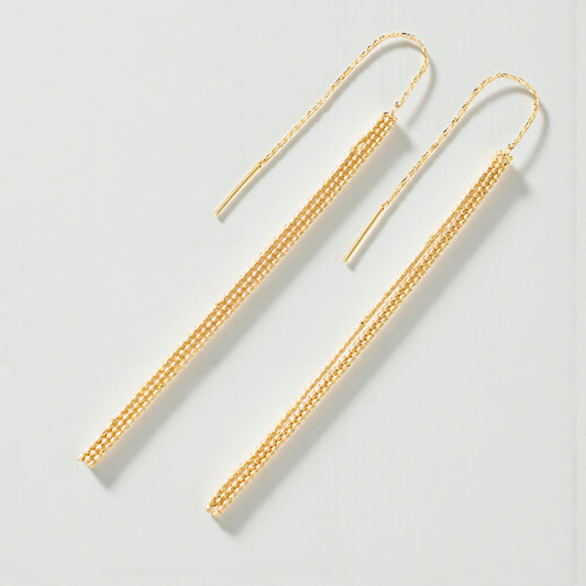 18K Rose Gold Yellow Gold Trendy Chain Long Tassel Earrings