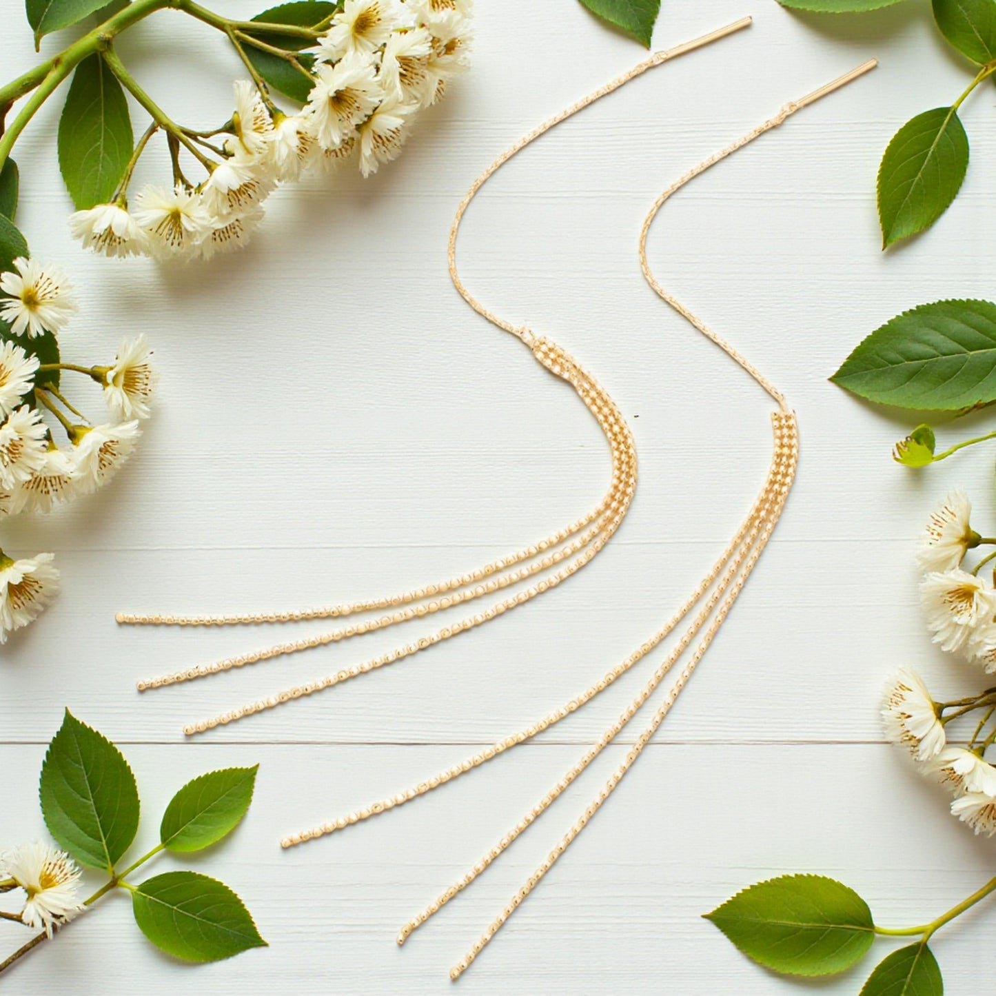 18K Rose Gold Yellow Gold Trendy Chain Long Tassel Earrings