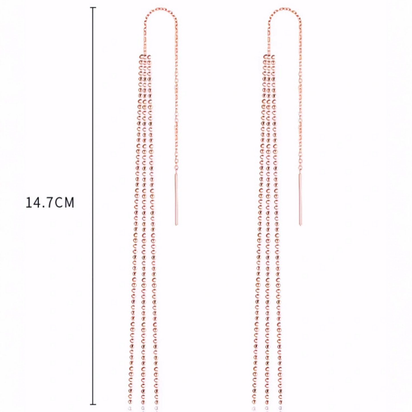 18K Rose Gold Yellow Gold Trendy Chain Long Tassel Earrings