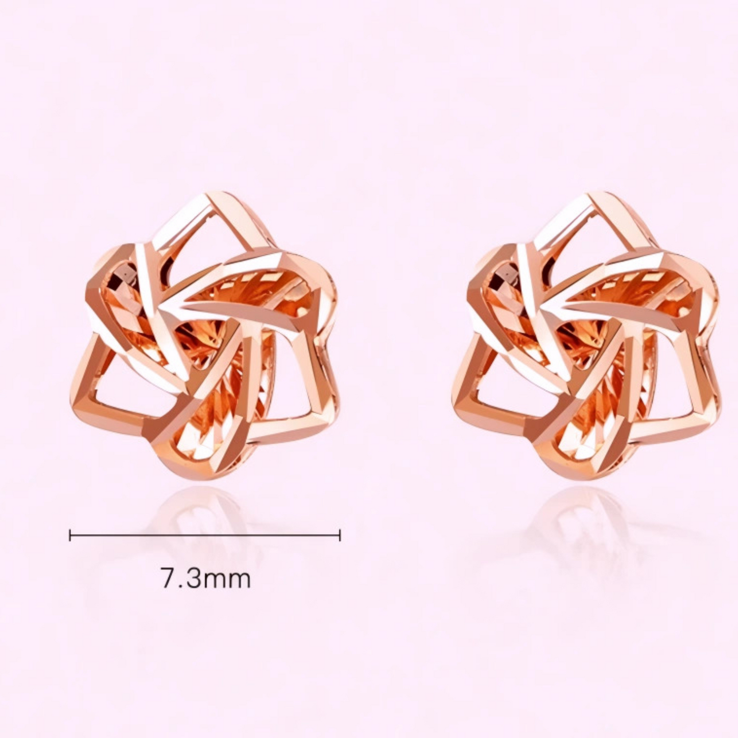 18K Gold Rose Flower Design Stud Earrings