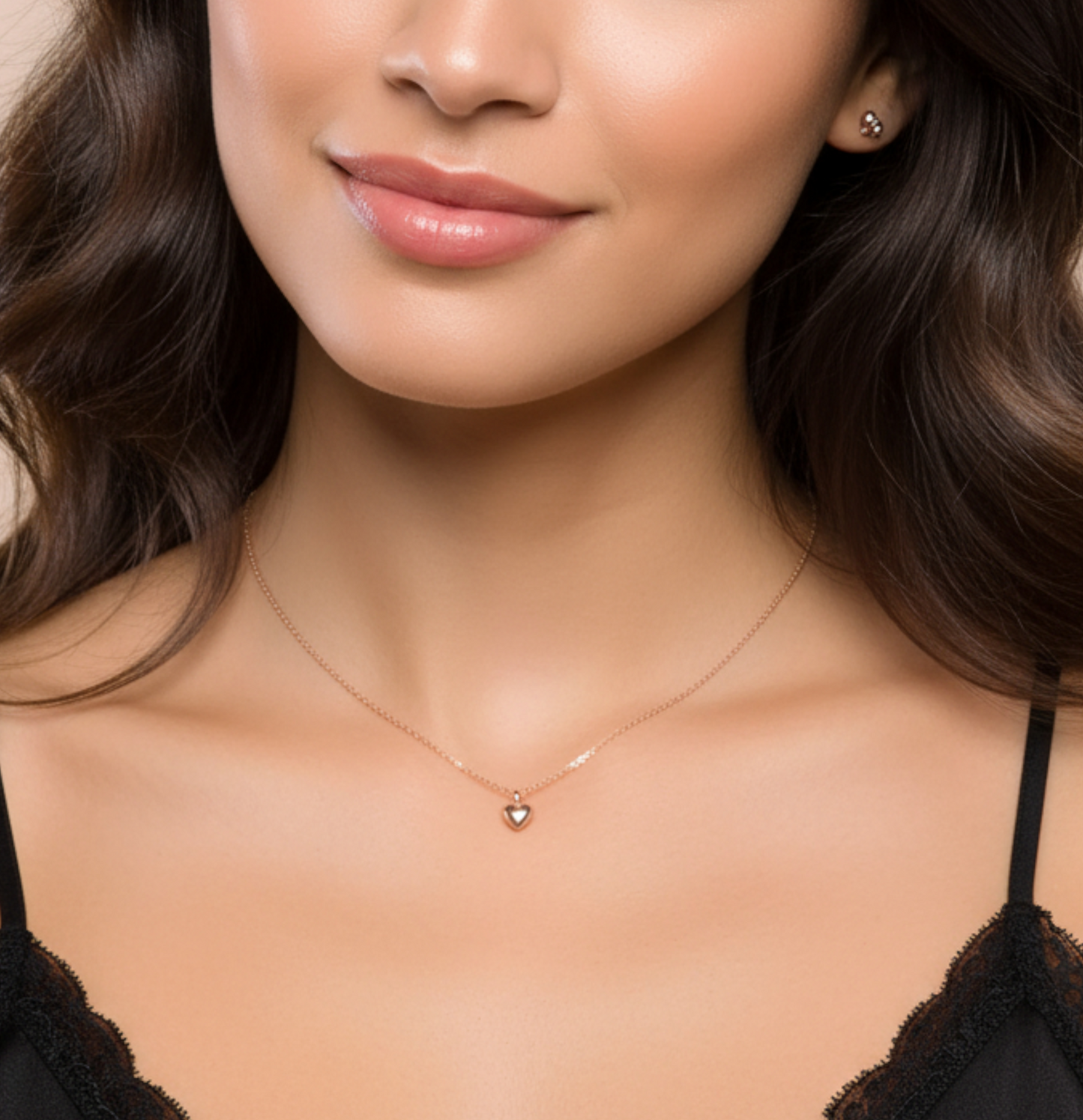 18k Yellow Gold Rose Gold Minimal Simple Heart Stud Earrings