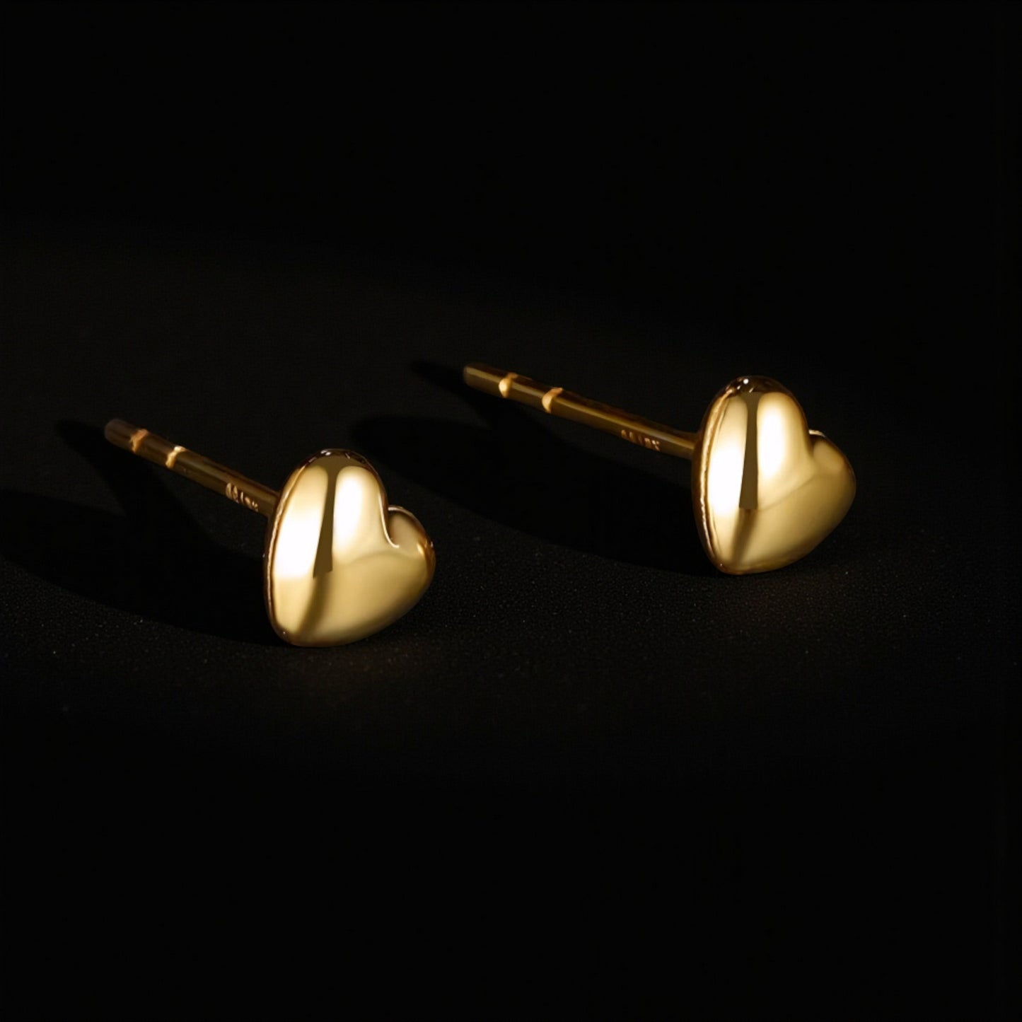 18k Yellow Gold Rose Gold Minimal Simple Heart Stud Earrings