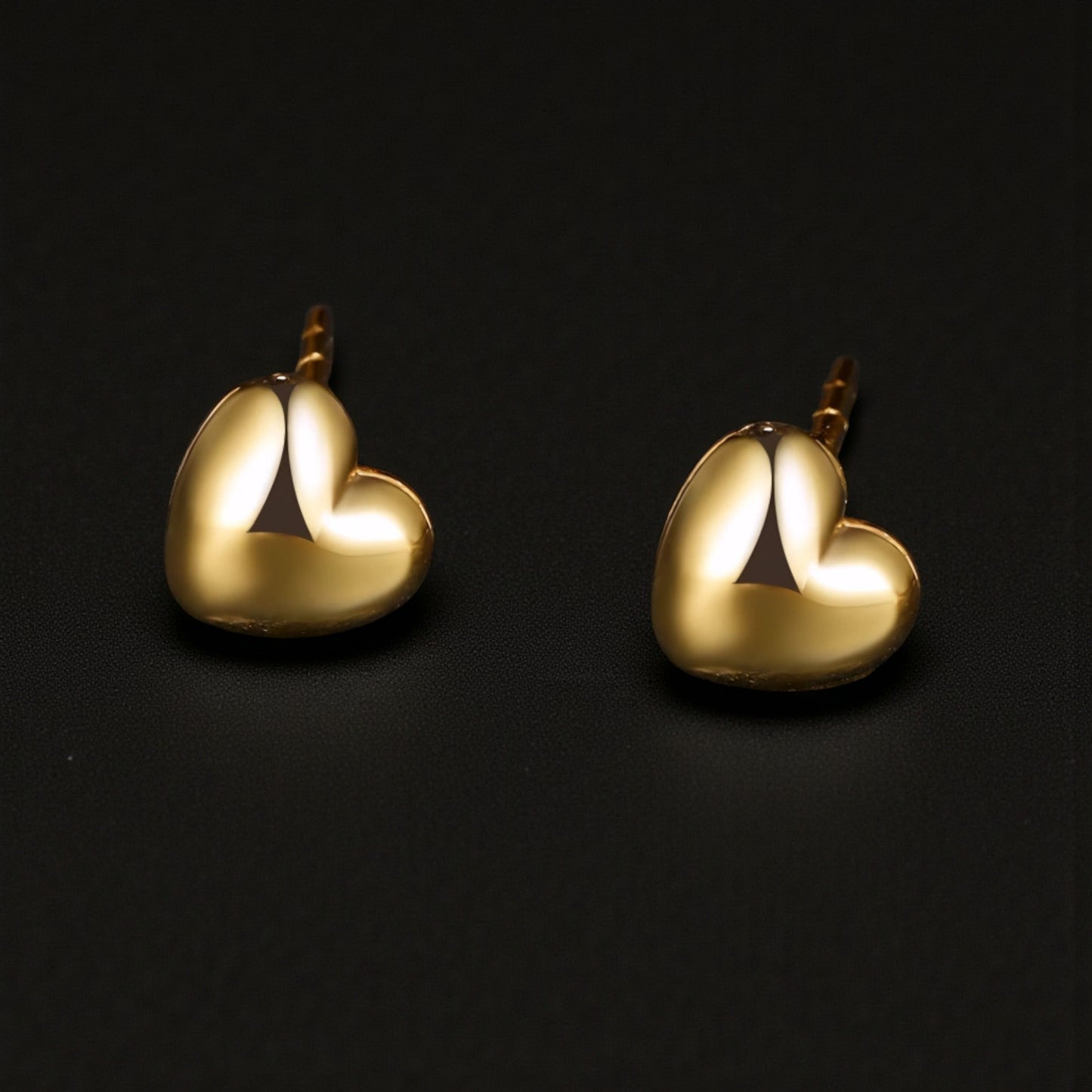 18k Yellow Gold Rose Gold Minimal Simple Heart Stud Earrings