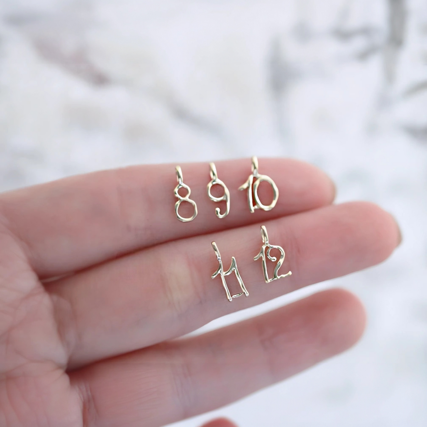 9K Gold Minimal Dainty Simple Number Pendant D.I.Y Charm