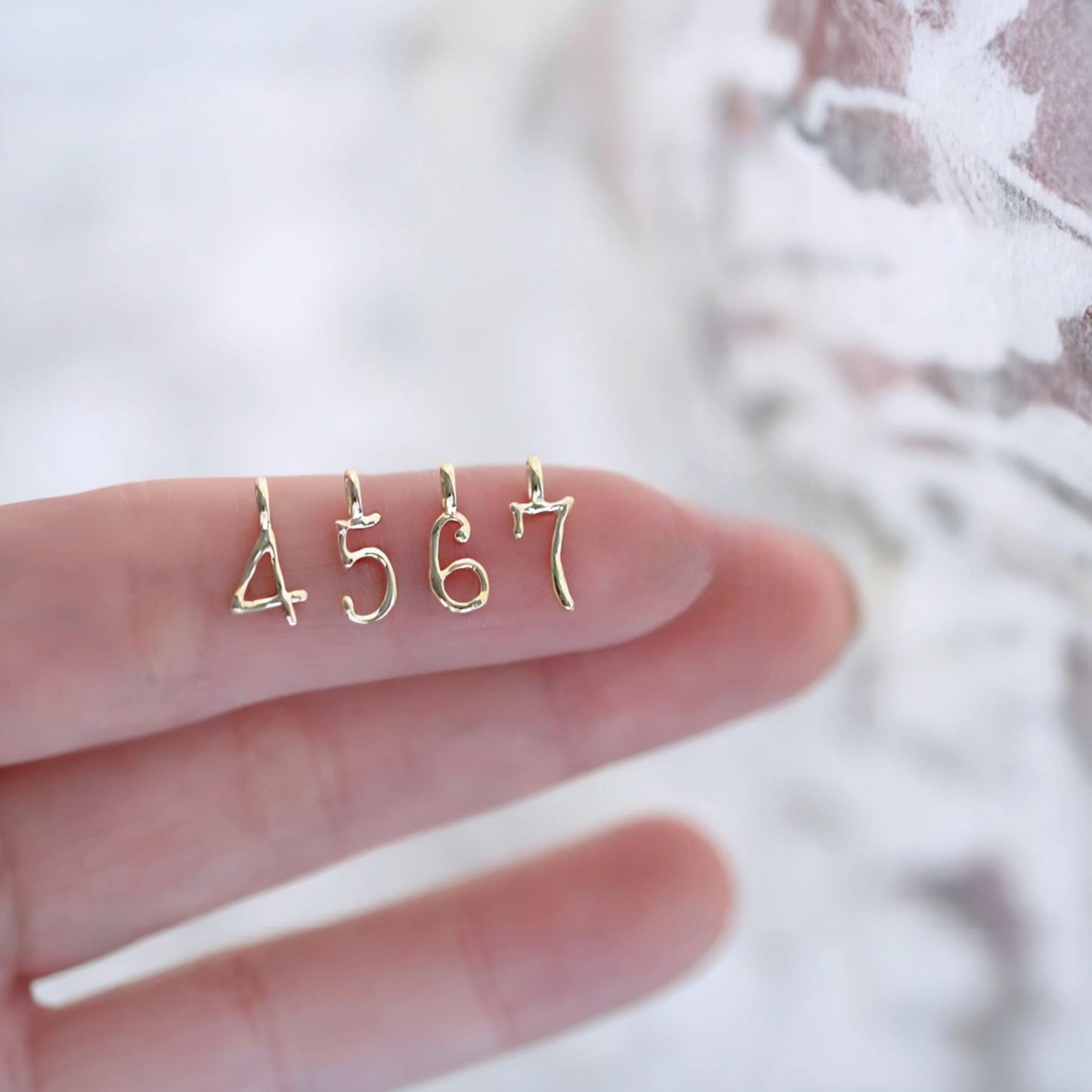 9K Gold Minimal Dainty Simple Number Pendant D.I.Y Charm