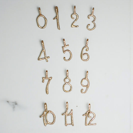 9K Gold Minimal Dainty Simple Number Pendant D.I.Y Charm