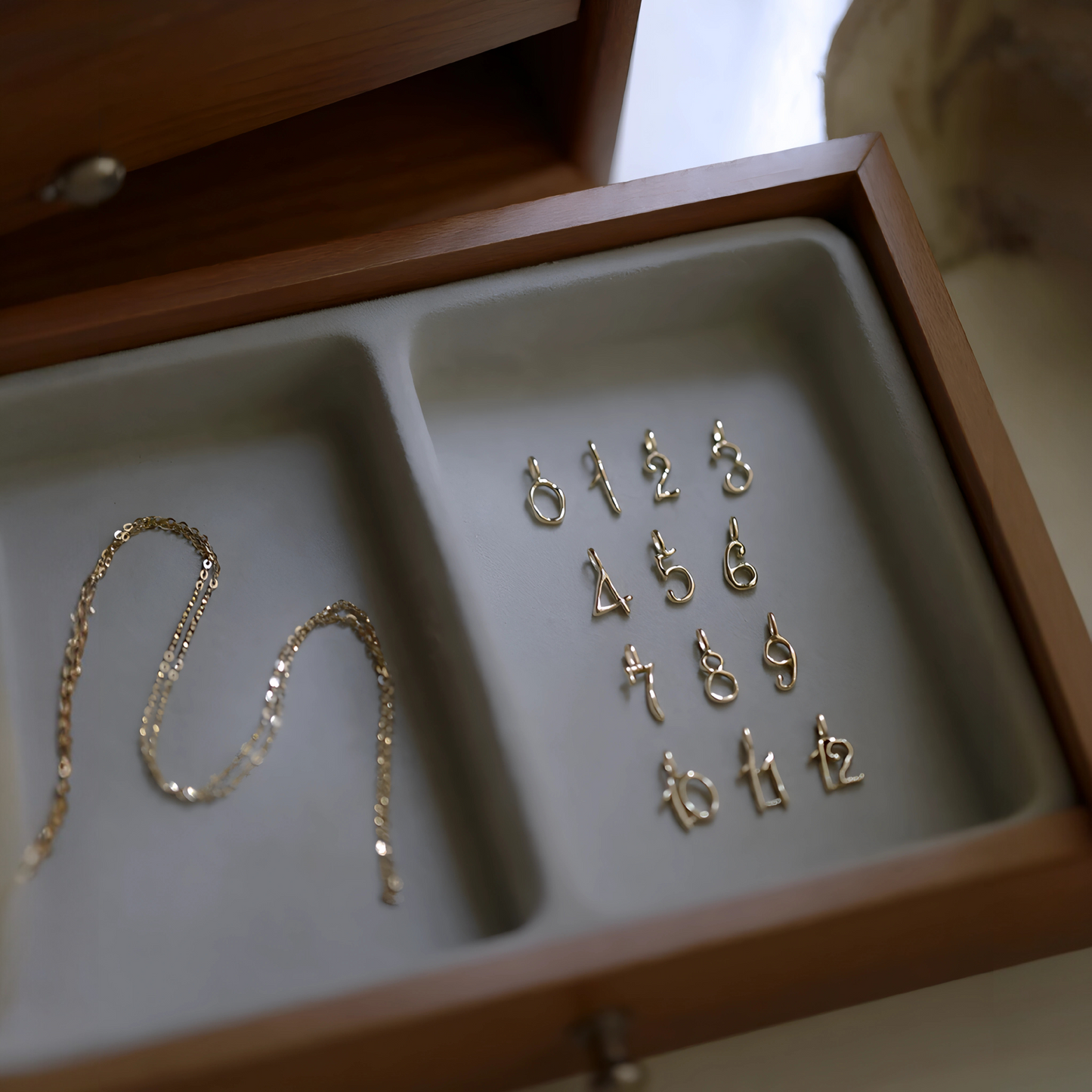 9K Gold Minimal Dainty Simple Number Pendant D.I.Y Charm