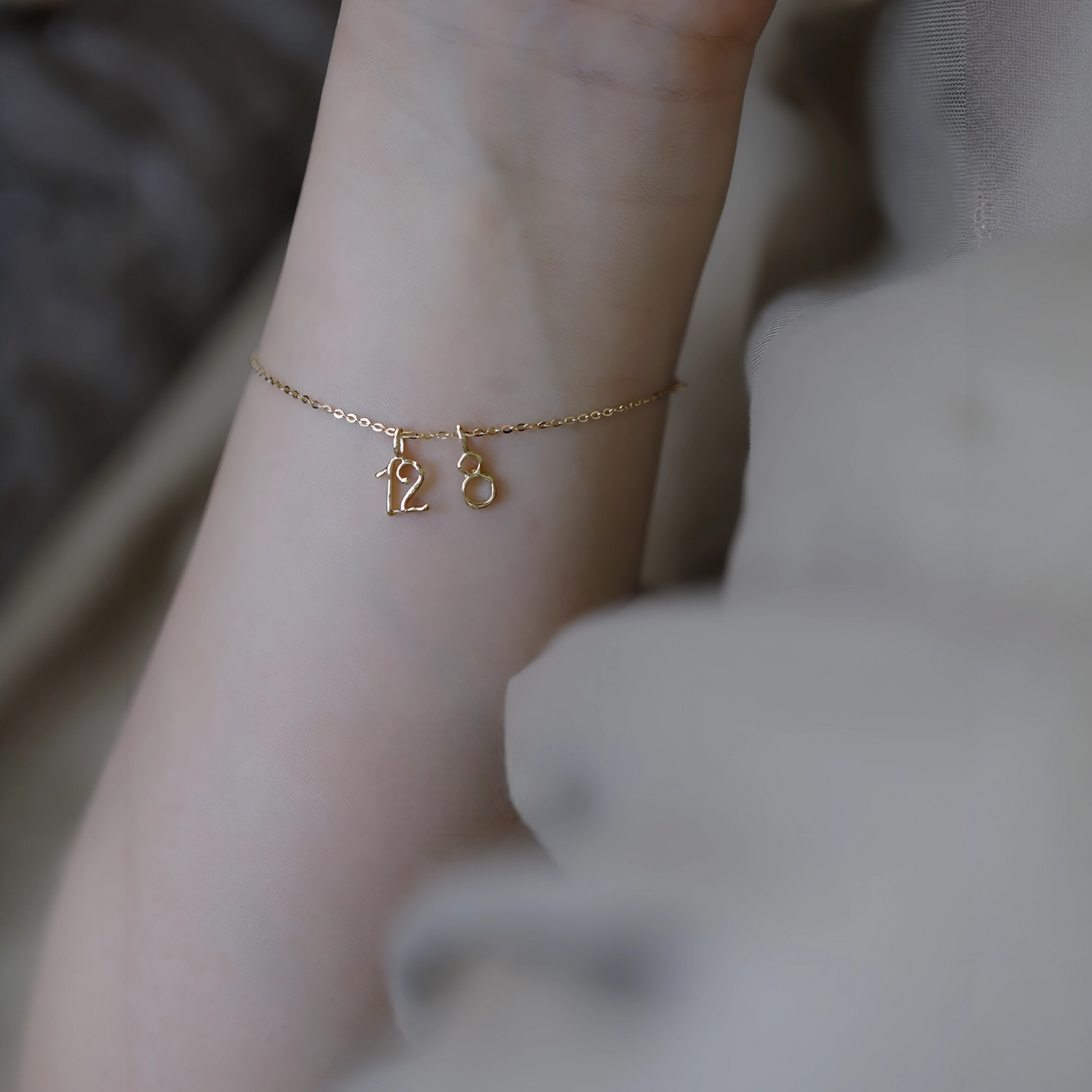 9K Gold Minimal Dainty Simple Number Pendant D.I.Y Charm