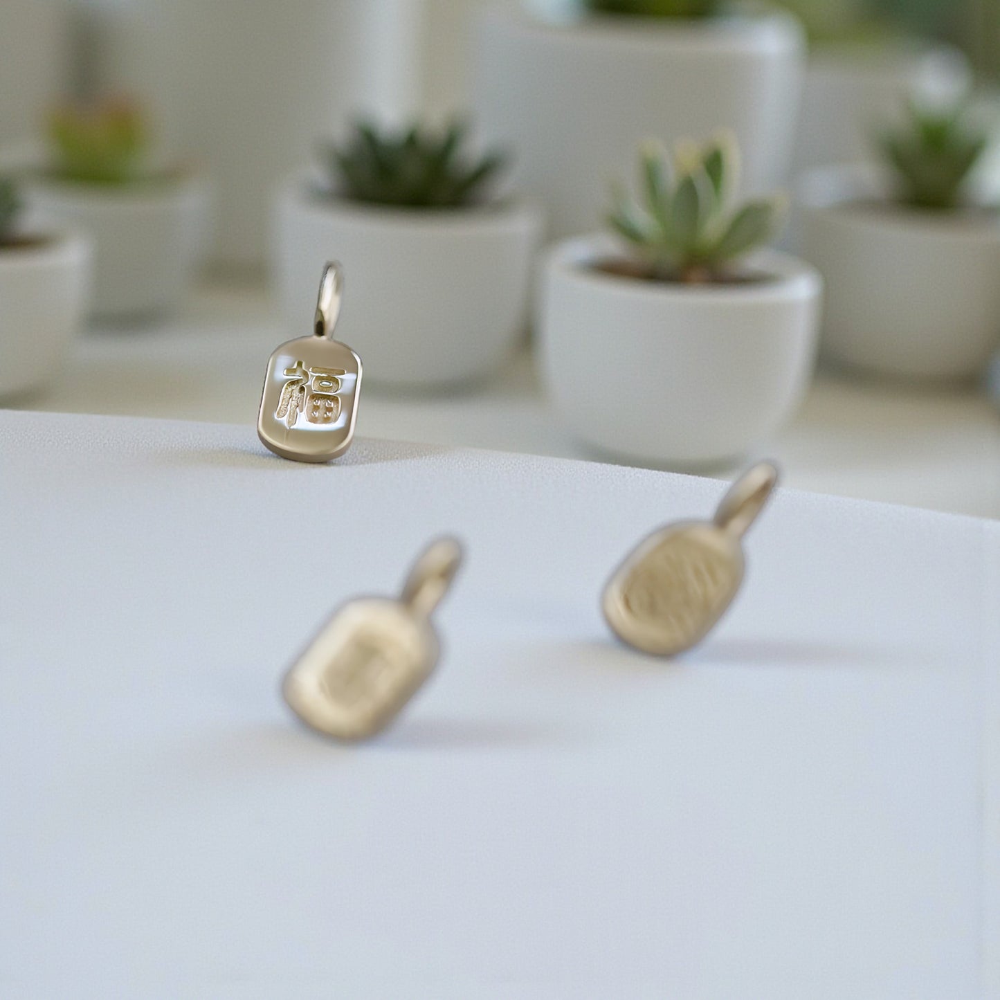 9K Gold Minimal Dainty Chinese Bringing wealth and good fortune Pendant D.I.Y Charm