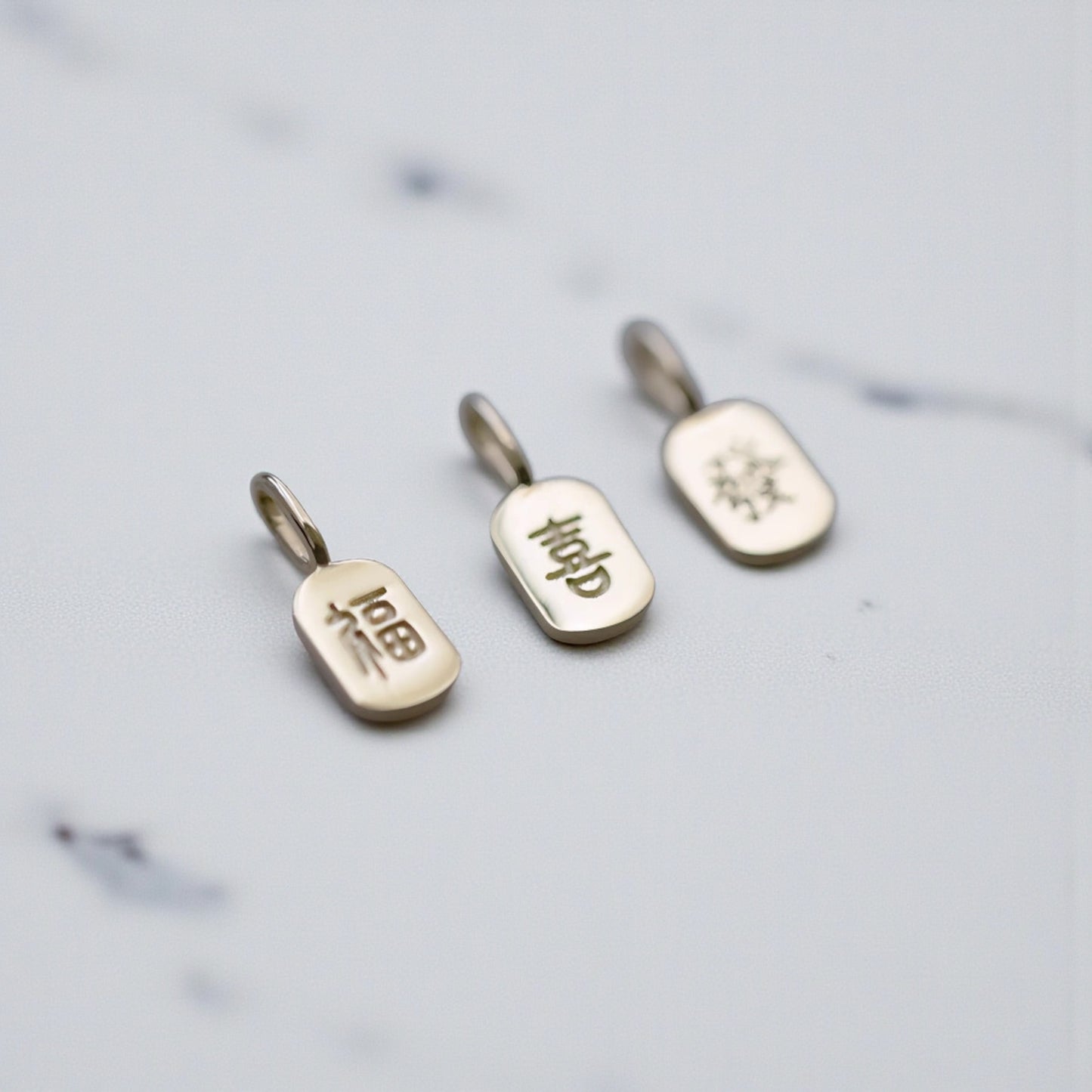 9K Gold Minimal Dainty Chinese Bringing wealth and good fortune Pendant D.I.Y Charm