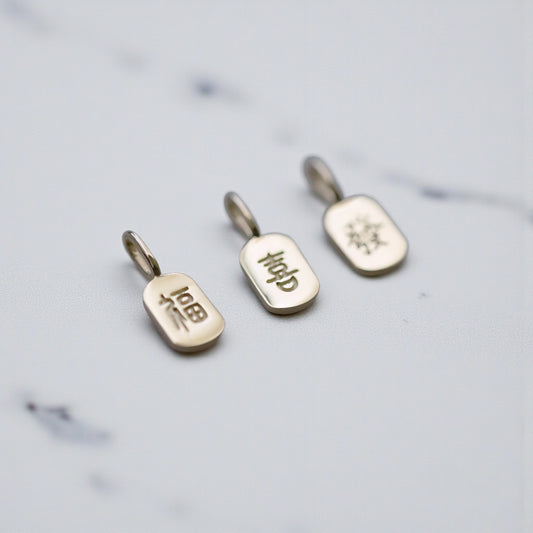 9K Gold Minimal Dainty Chinese Bringing wealth and good fortune Pendant D.I.Y Charm