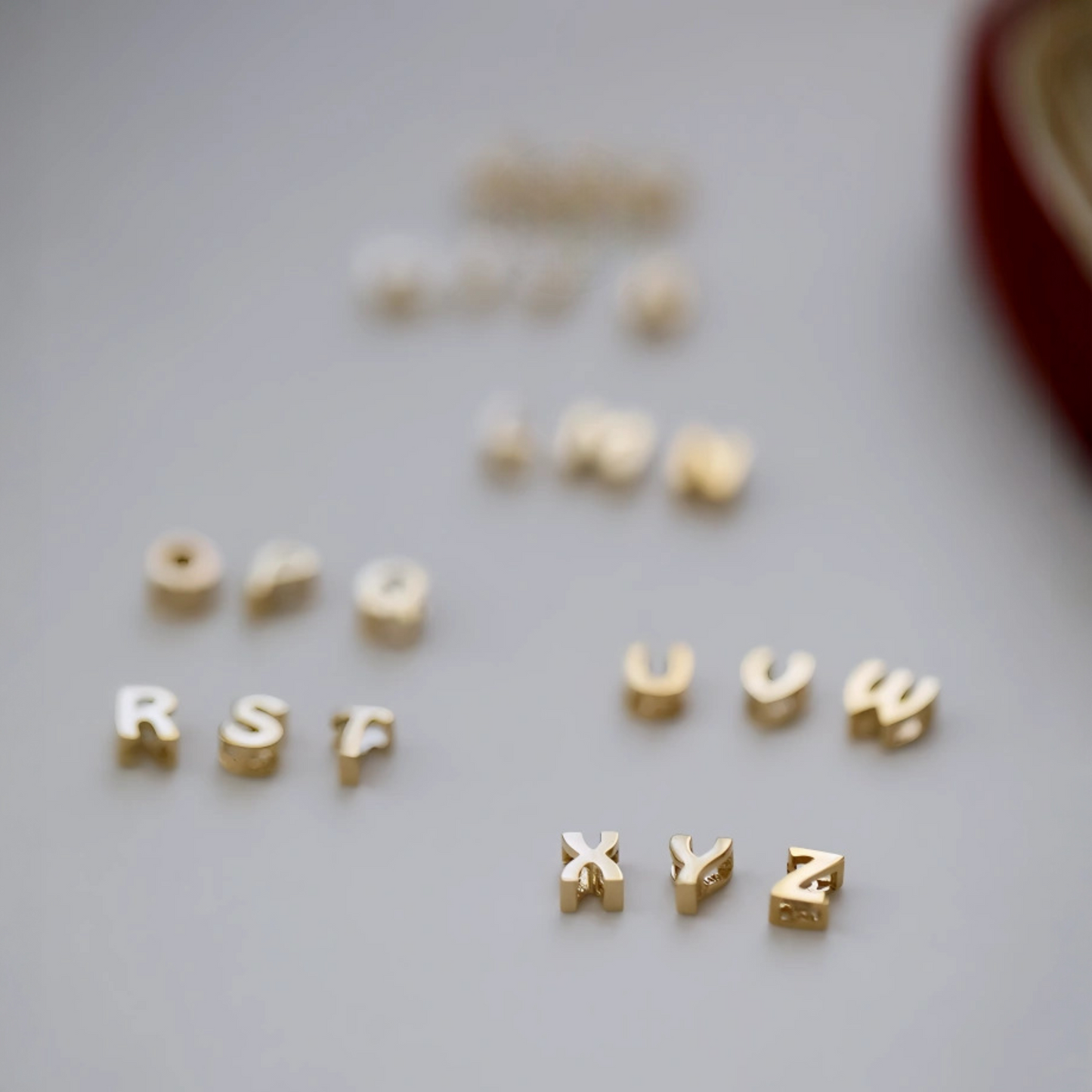 14K Gold Minimal Dainty 26 alphabet Letter Name Initial Pendant D.I.Y Charm