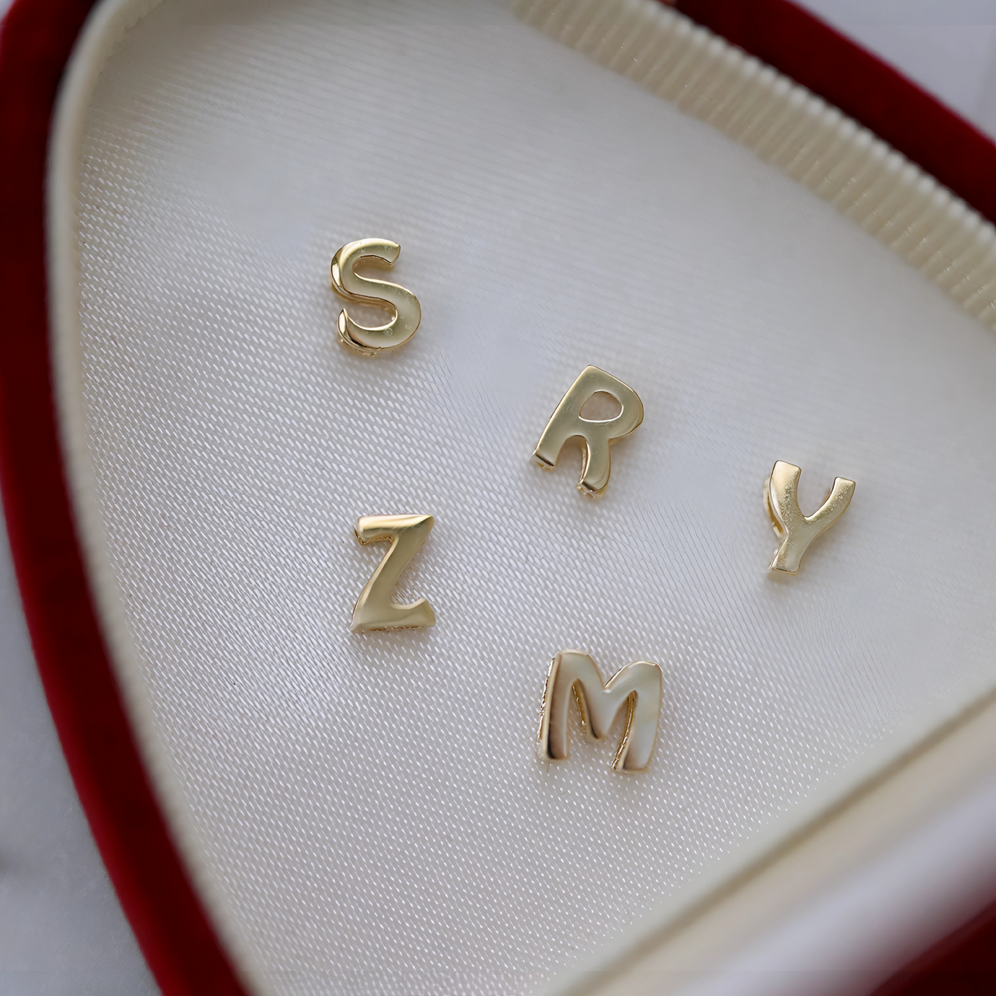 14K Gold Minimal Dainty 26 alphabet Letter Name Initial Pendant D.I.Y Charm