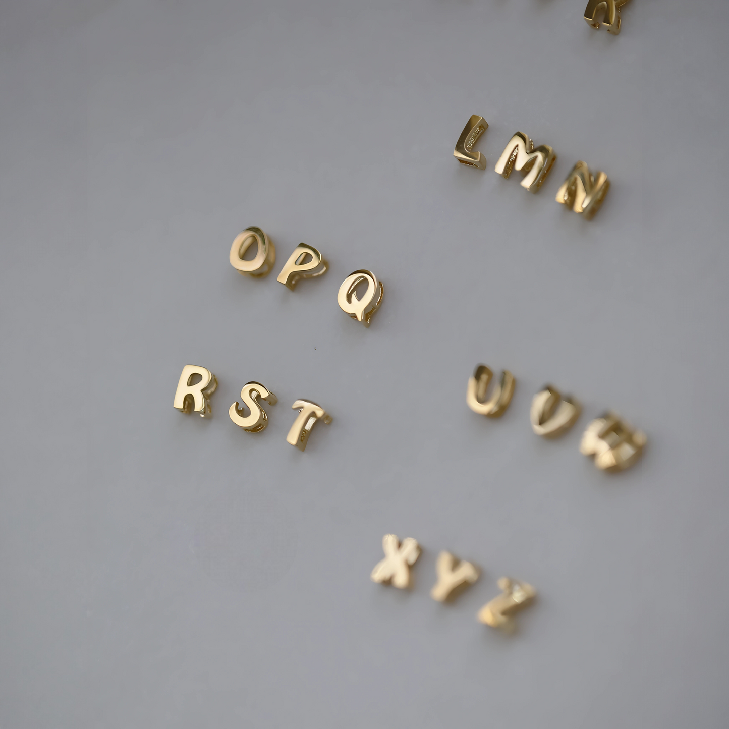 14K Gold Minimal Dainty 26 alphabet Letter Name Initial Pendant D.I.Y Charm