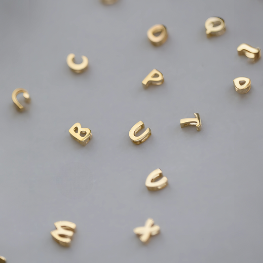 14K Gold Minimal Dainty 26 alphabet Letter Name Initial Pendant D.I.Y Charm