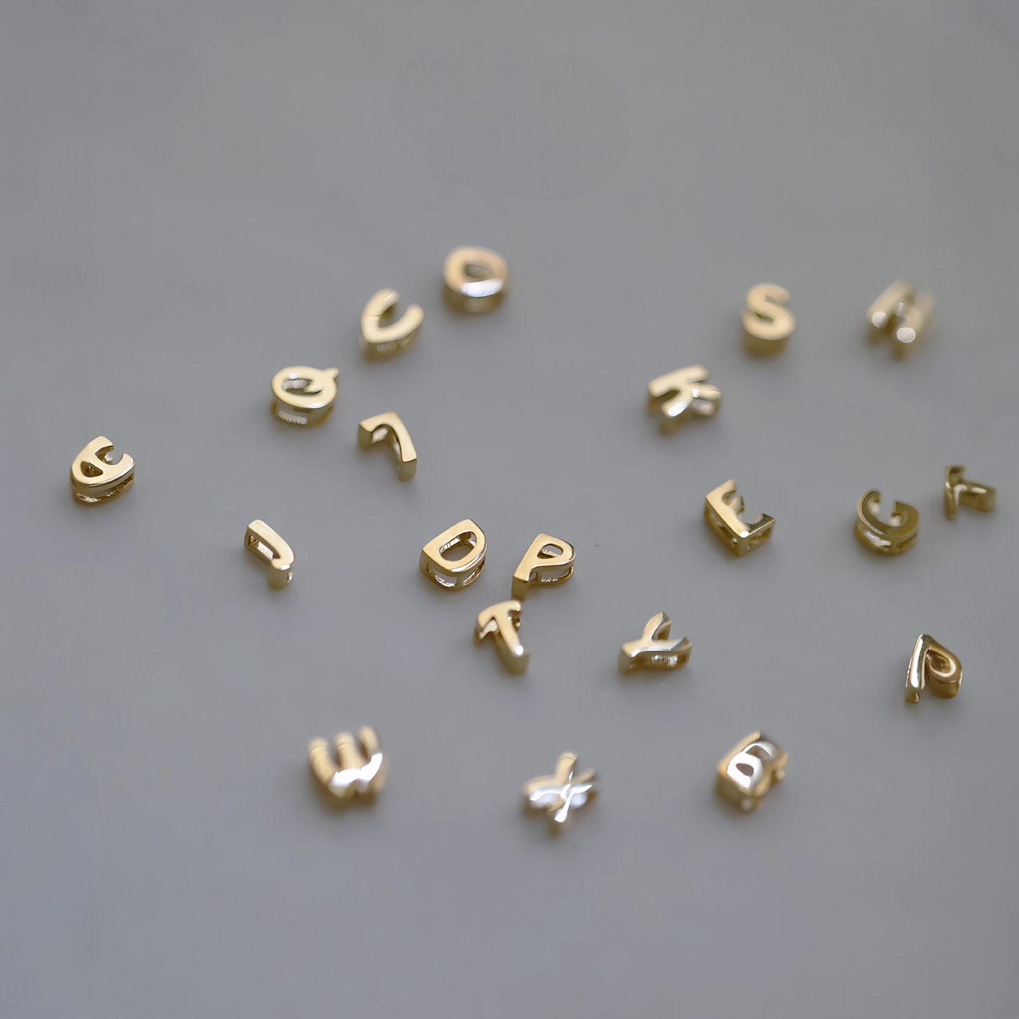 14K Gold Minimal Dainty 26 alphabet Letter Name Initial Pendant D.I.Y Charm