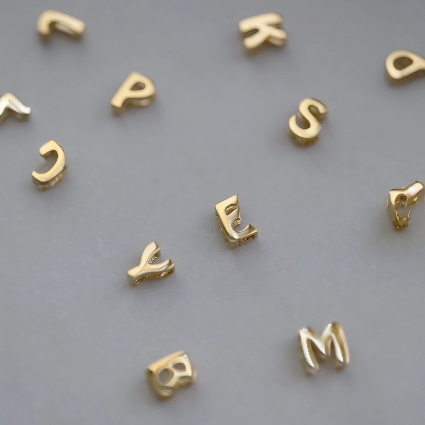 14K Gold Minimal Dainty 26 alphabet Letter Name Initial Pendant D.I.Y Charm