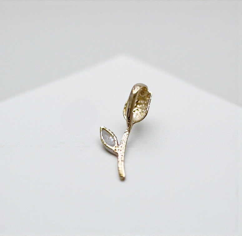 14K Gold Minimal Dainty Zircon Tulip Flower Pendant