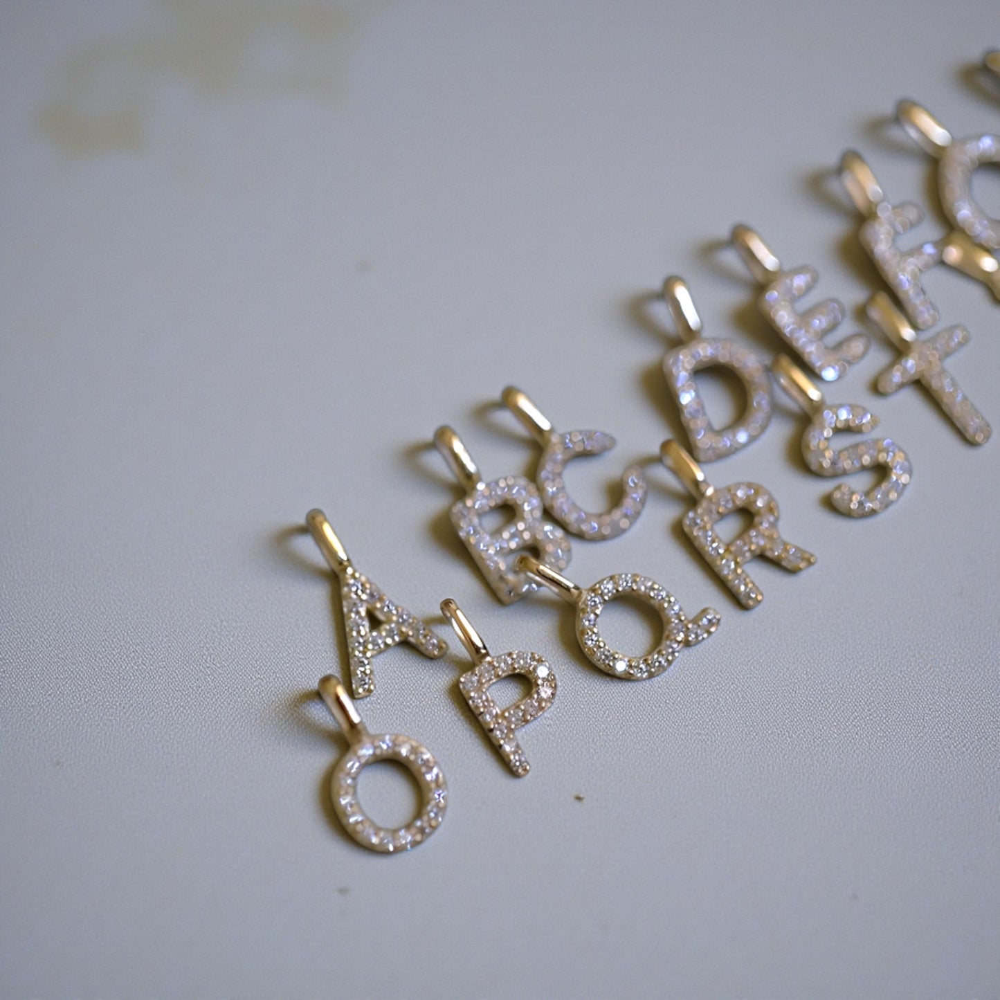 9K Gold Minimal Dainty 26 alphabet Zircon Letter Name Small Initial Pendant D.I.Y Charm