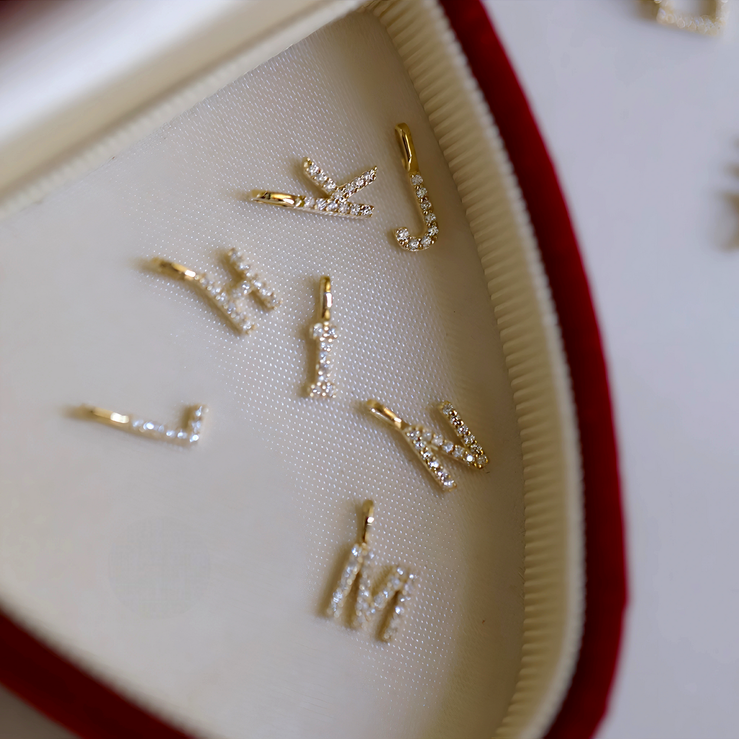 9K Gold Minimal Dainty 26 alphabet Zircon Letter Name Small Initial Pendant D.I.Y Charm