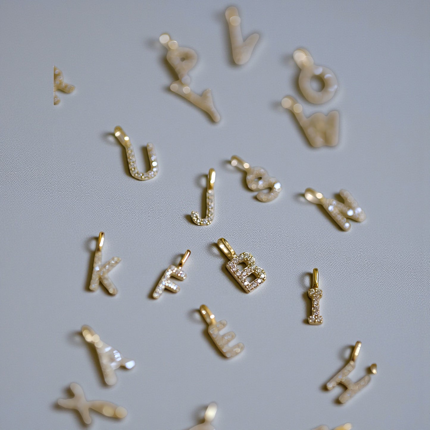 9K Gold Minimal Dainty 26 alphabet Zircon Letter Name Small Initial Pendant D.I.Y Charm