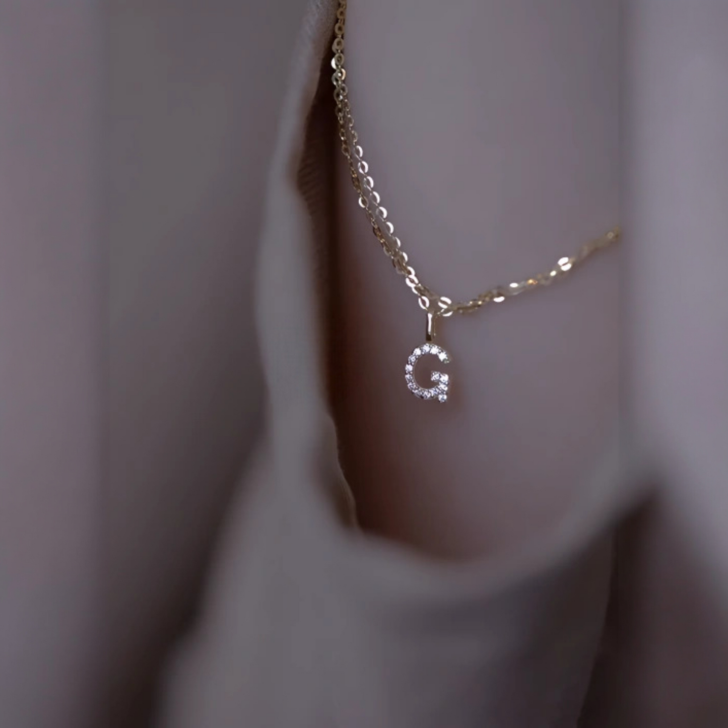 9K Gold Minimal Dainty 26 alphabet Zircon Letter Name Small Initial Pendant D.I.Y Charm