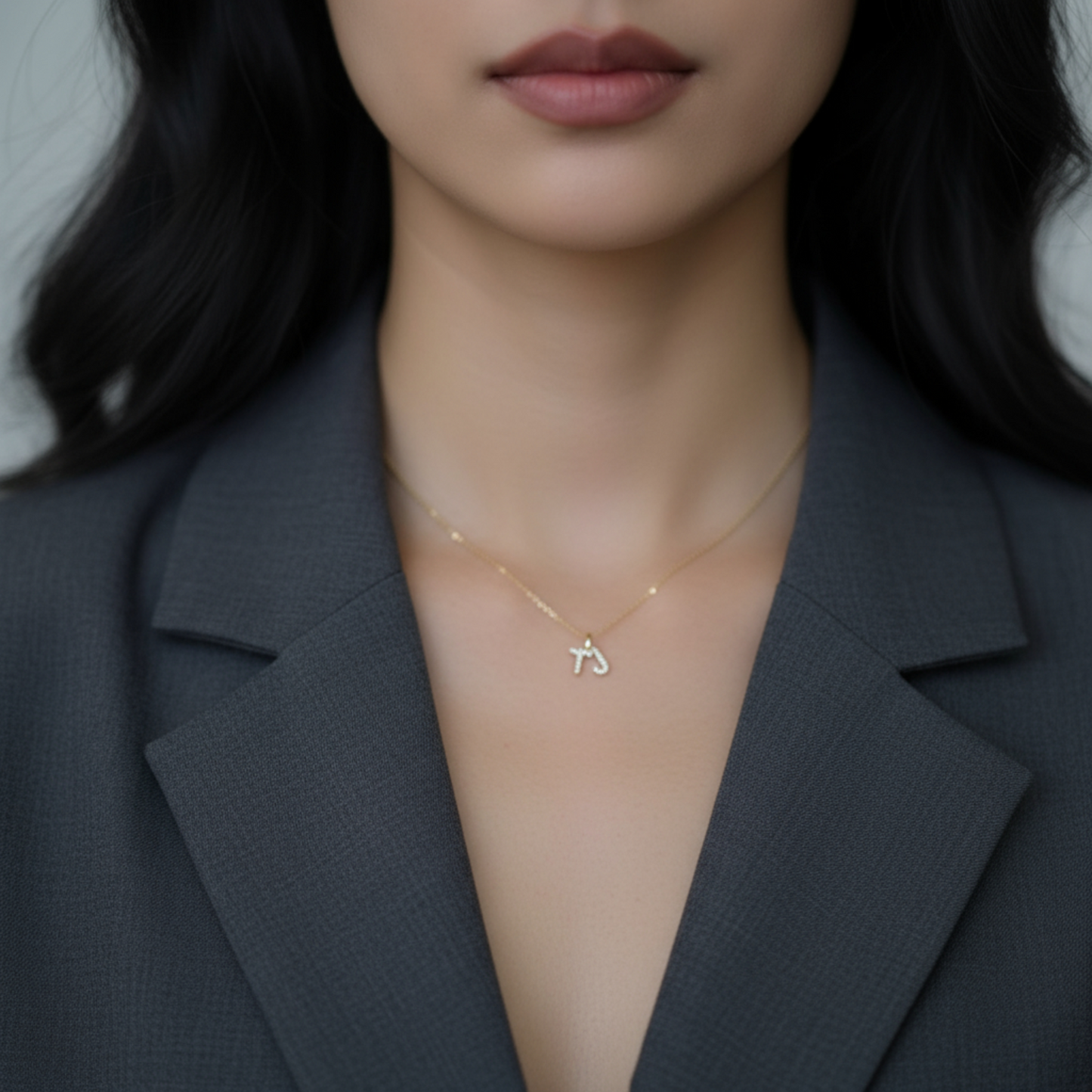 9K Gold Minimal Dainty 26 alphabet Zircon Letter Name Small Initial Pendant D.I.Y Charm