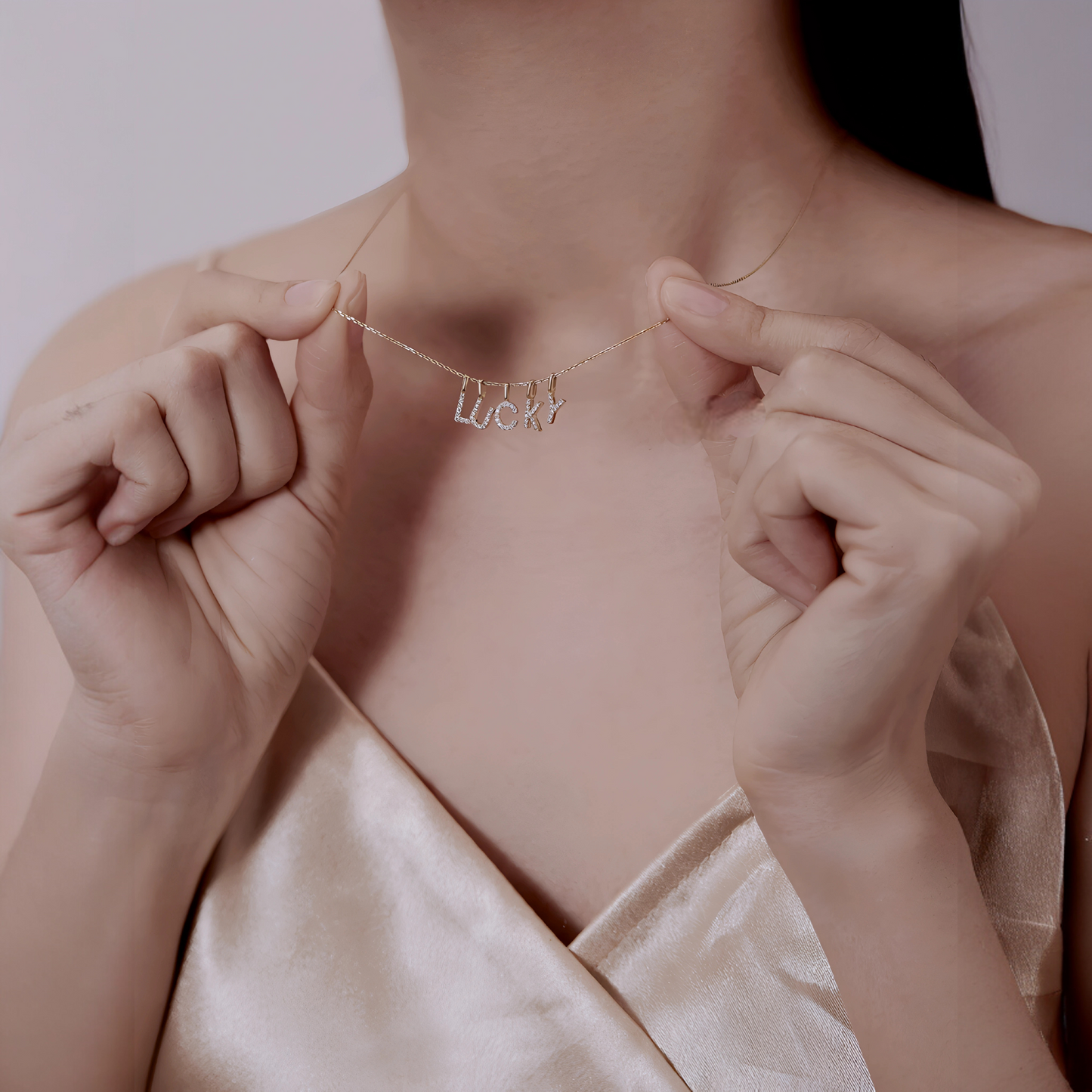 9K Gold Minimal Dainty 26 alphabet Zircon Letter Name Small Initial Pendant D.I.Y Charm