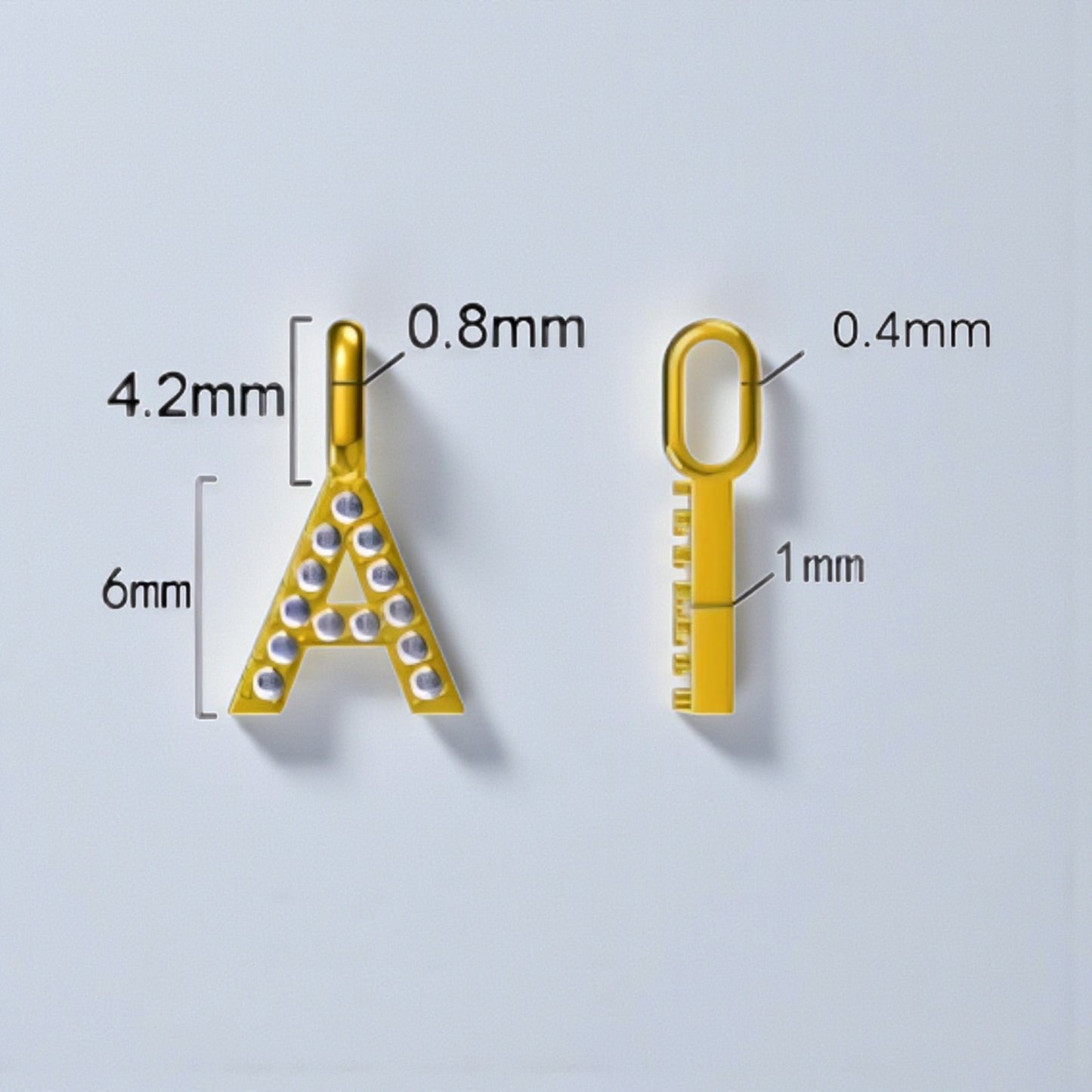 9K Gold Minimal Dainty 26 alphabet Zircon Letter Name Small Initial Pendant D.I.Y Charm